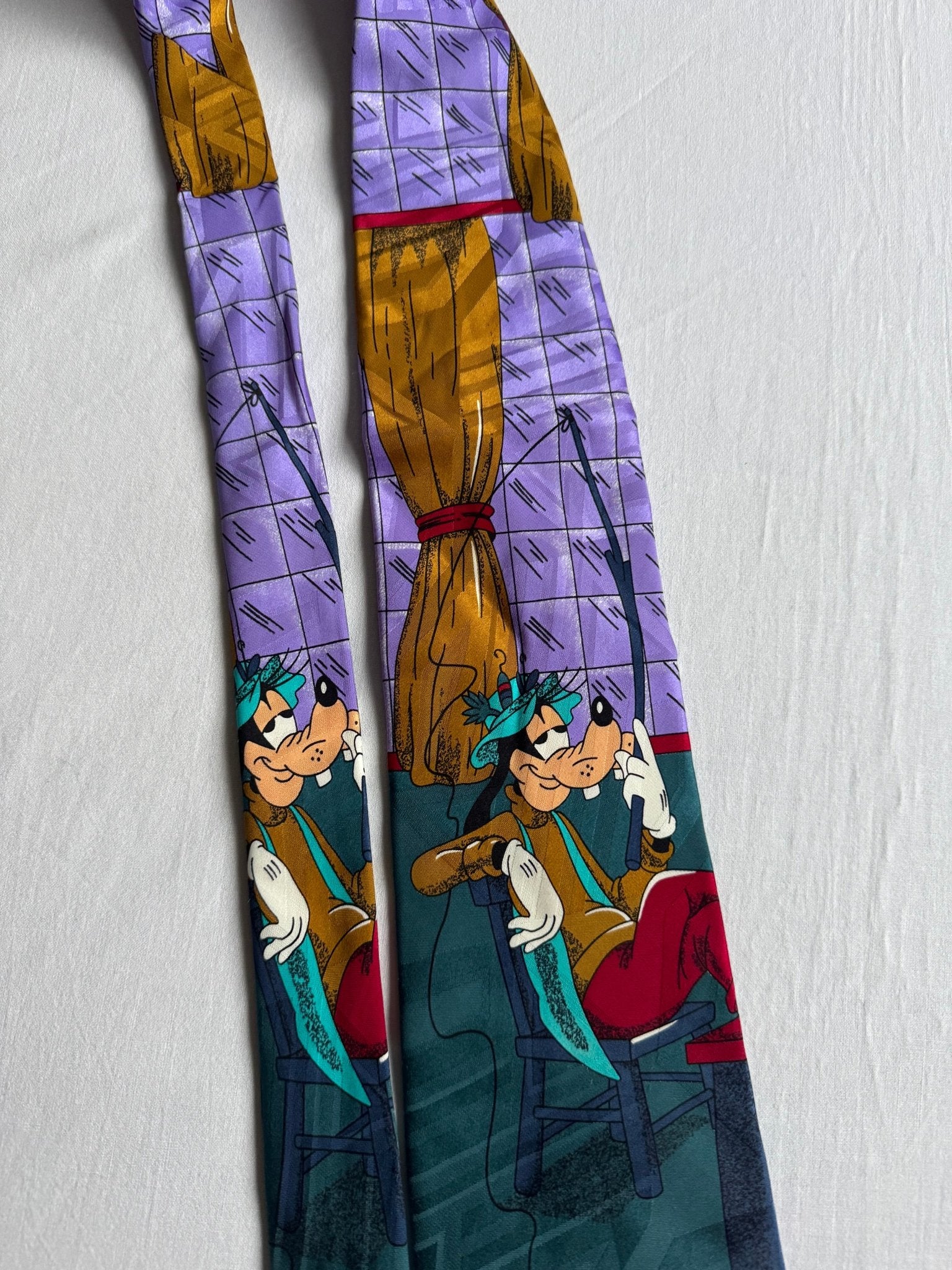 🐶 Cravată Vintage Disney din Mătase cu Print Goofy – Made in Italy - anbracaminte