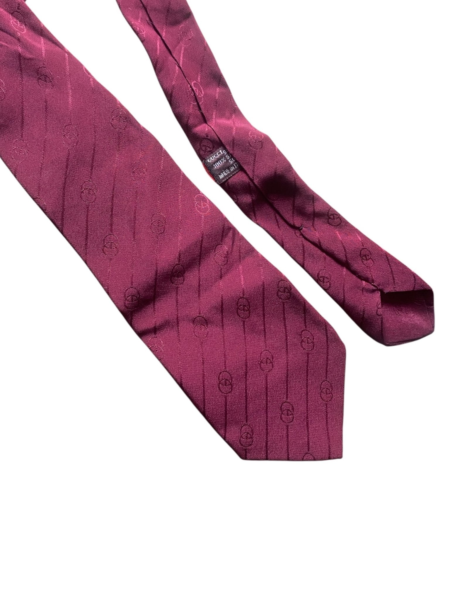 Cravată Vintage Gucci Vișinie – 100% Mătase, Made in Italy - anbracaminte