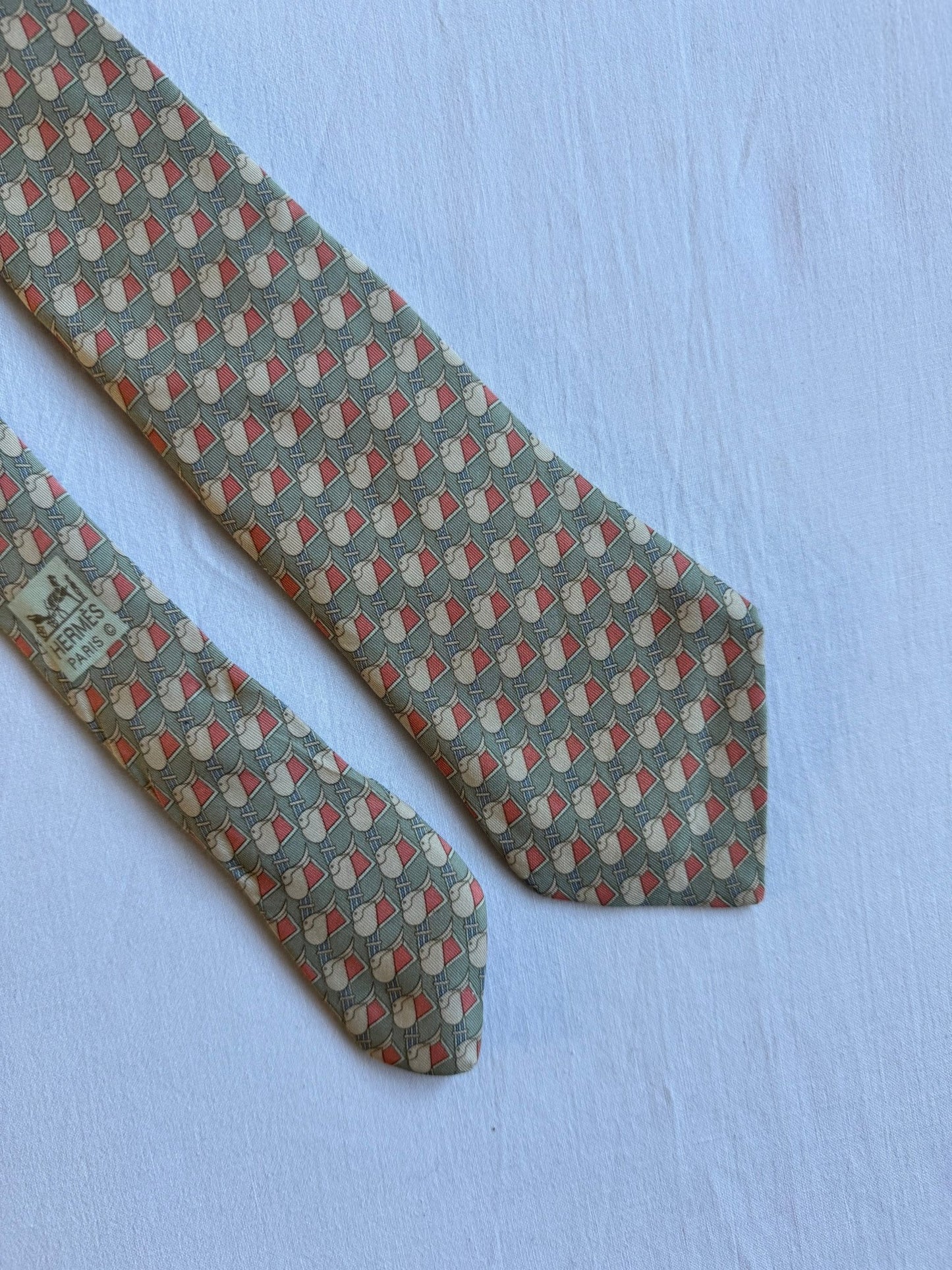 👔 Cravată Vintage Hermès din Mătase cu Print – Made in France - anbracaminte