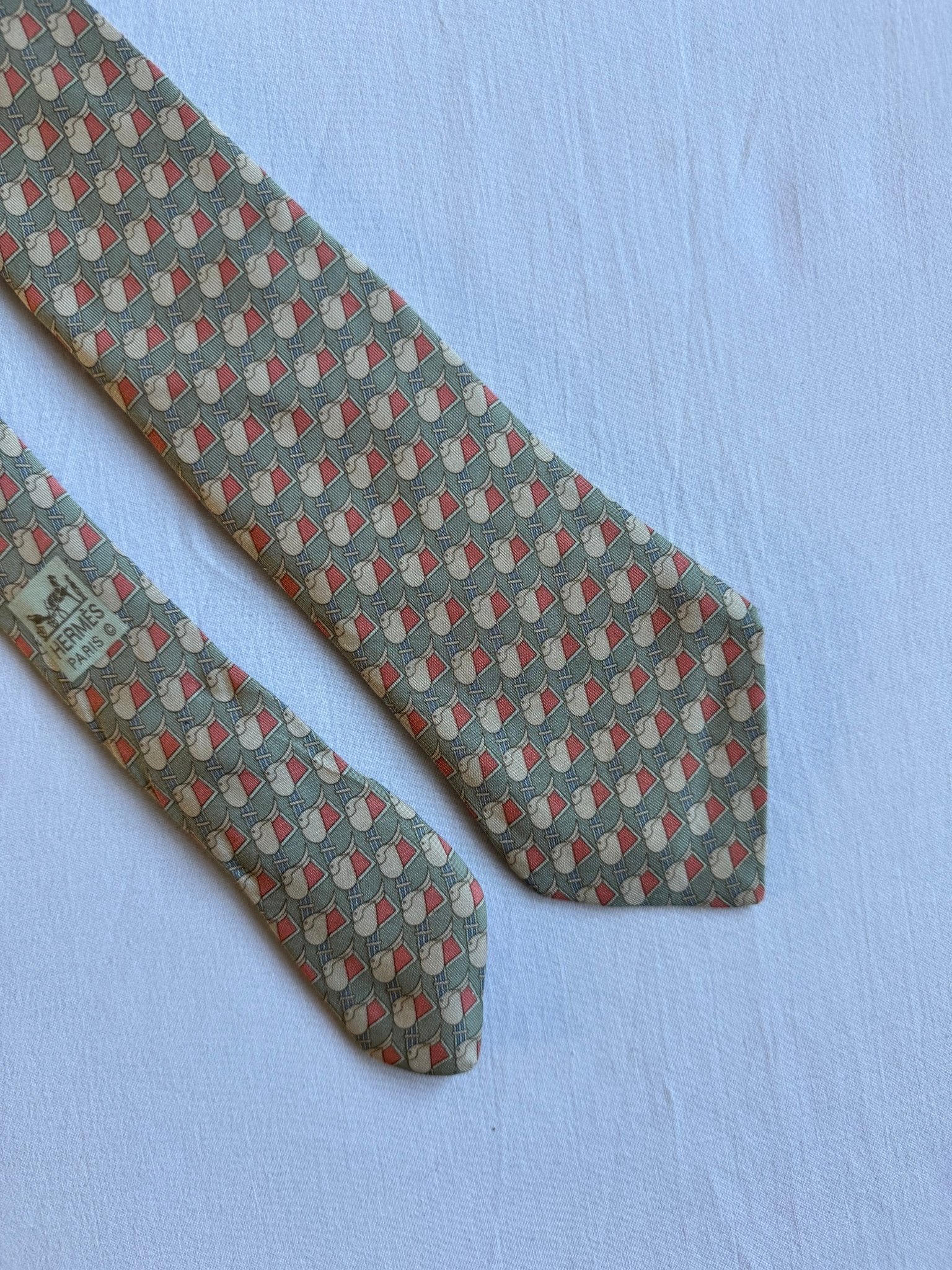 👔 Cravată Vintage Hermès din Mătase cu Print – Made in France - anbracaminte