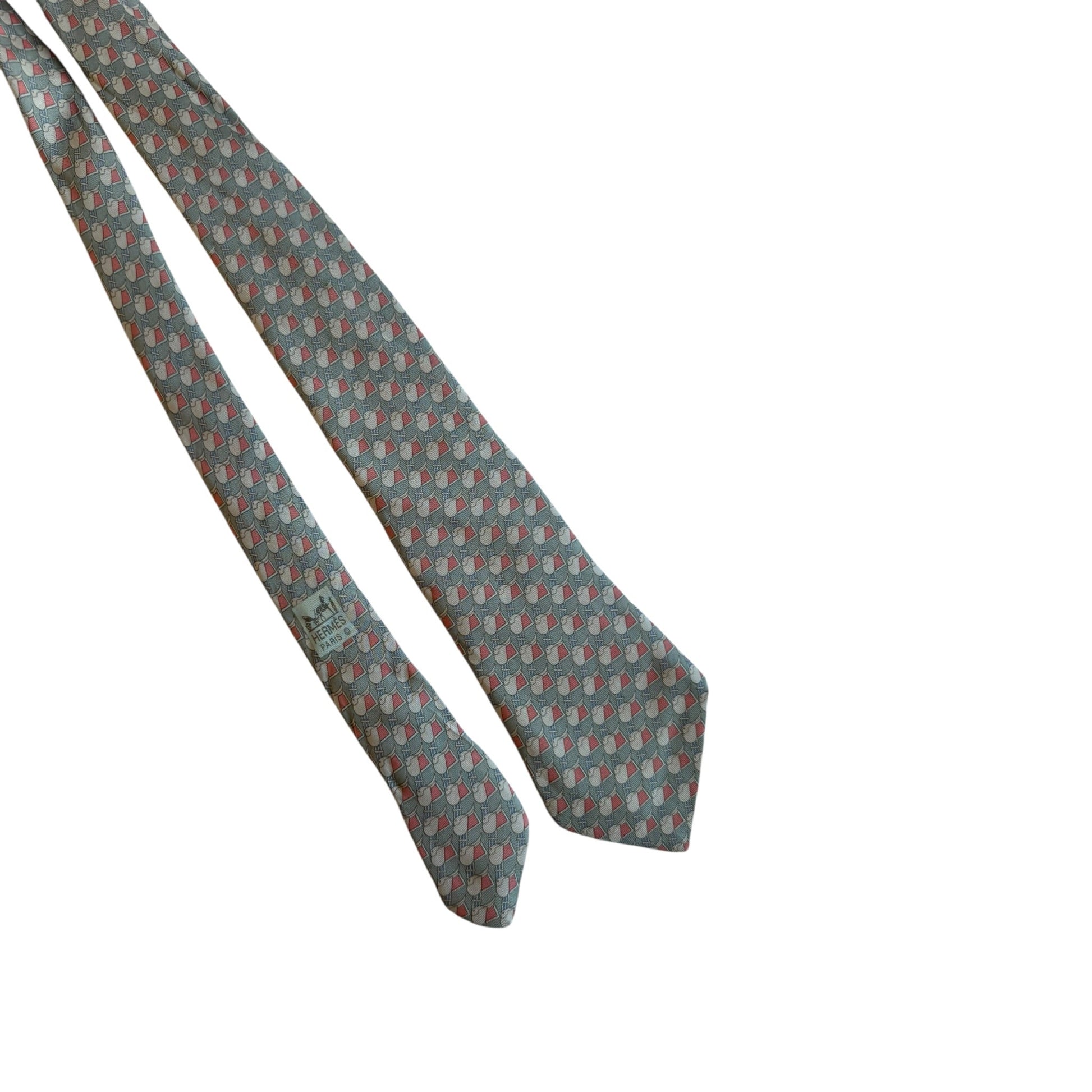 👔 Cravată Vintage Hermès din Mătase cu Print – Made in France - anbracaminte