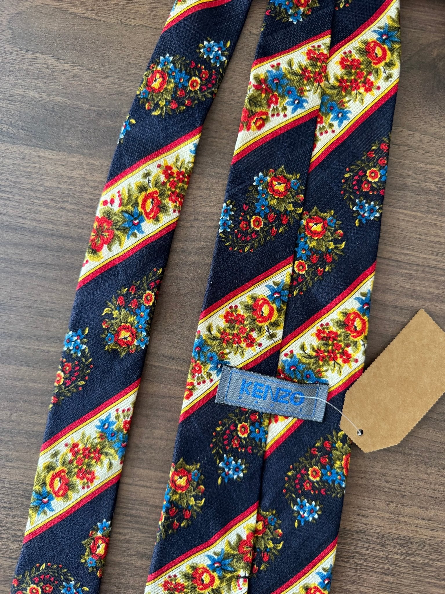 👔 Cravată Vintage Kenzo din Mătase cu Print Floral – Made in Italy - anbracaminte