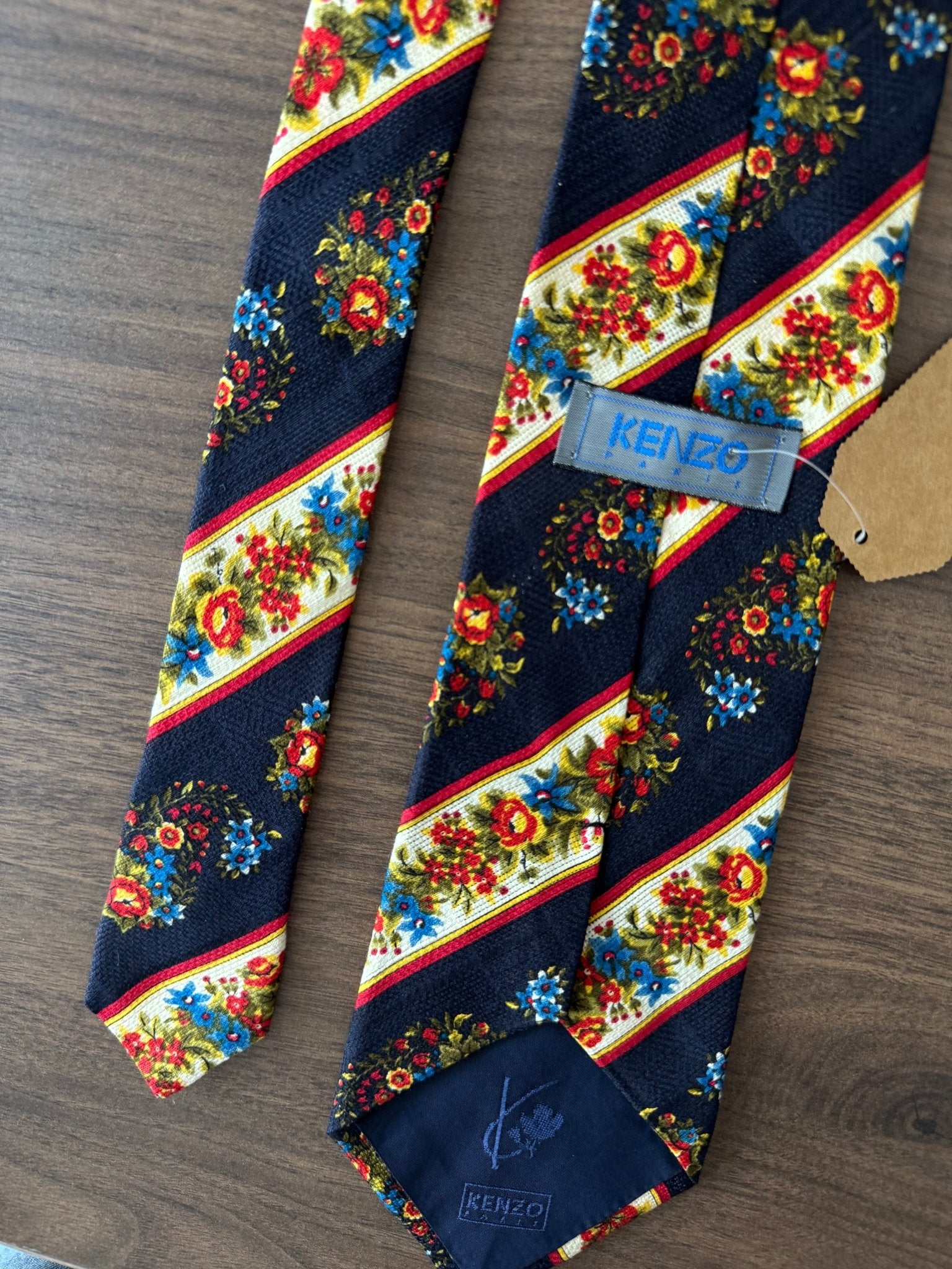 👔 Cravată Vintage Kenzo din Mătase cu Print Floral – Made in Italy - anbracaminte
