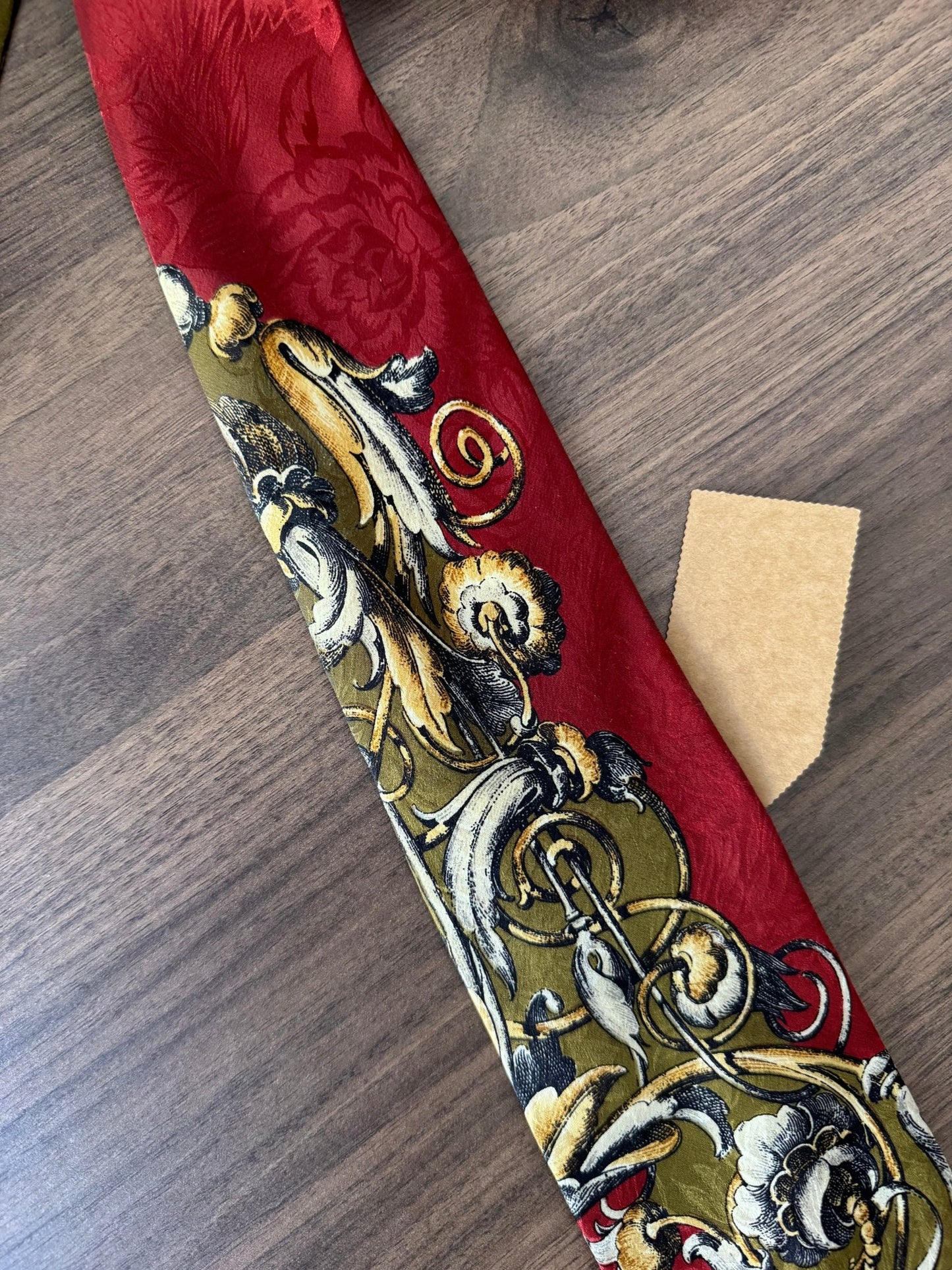 👔 Cravată Vintage René Lezard din Mătase cu Print Baroc – Made in Italy - anbracaminte