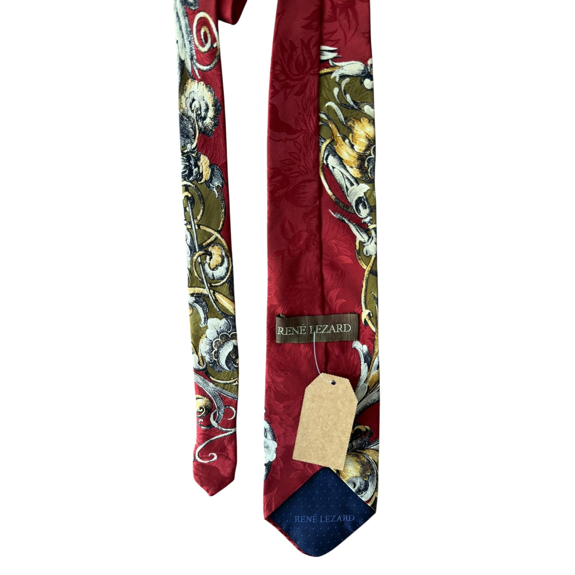 👔 Cravată Vintage René Lezard din Mătase cu Print Baroc – Made in Italy - anbracaminte
