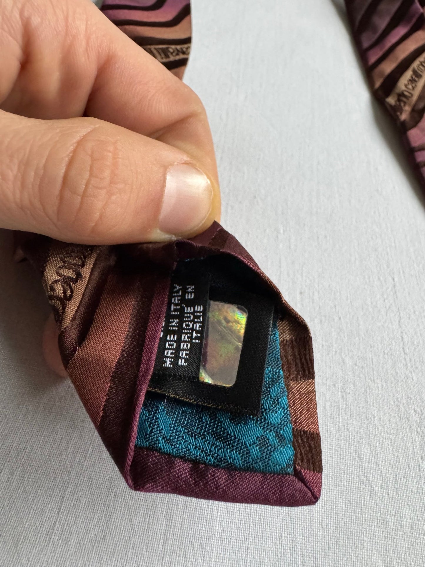 👔 Cravată Vintage Roberto Cavalli din Mătase cu Print Grafic – Made in Italy - anbracaminte