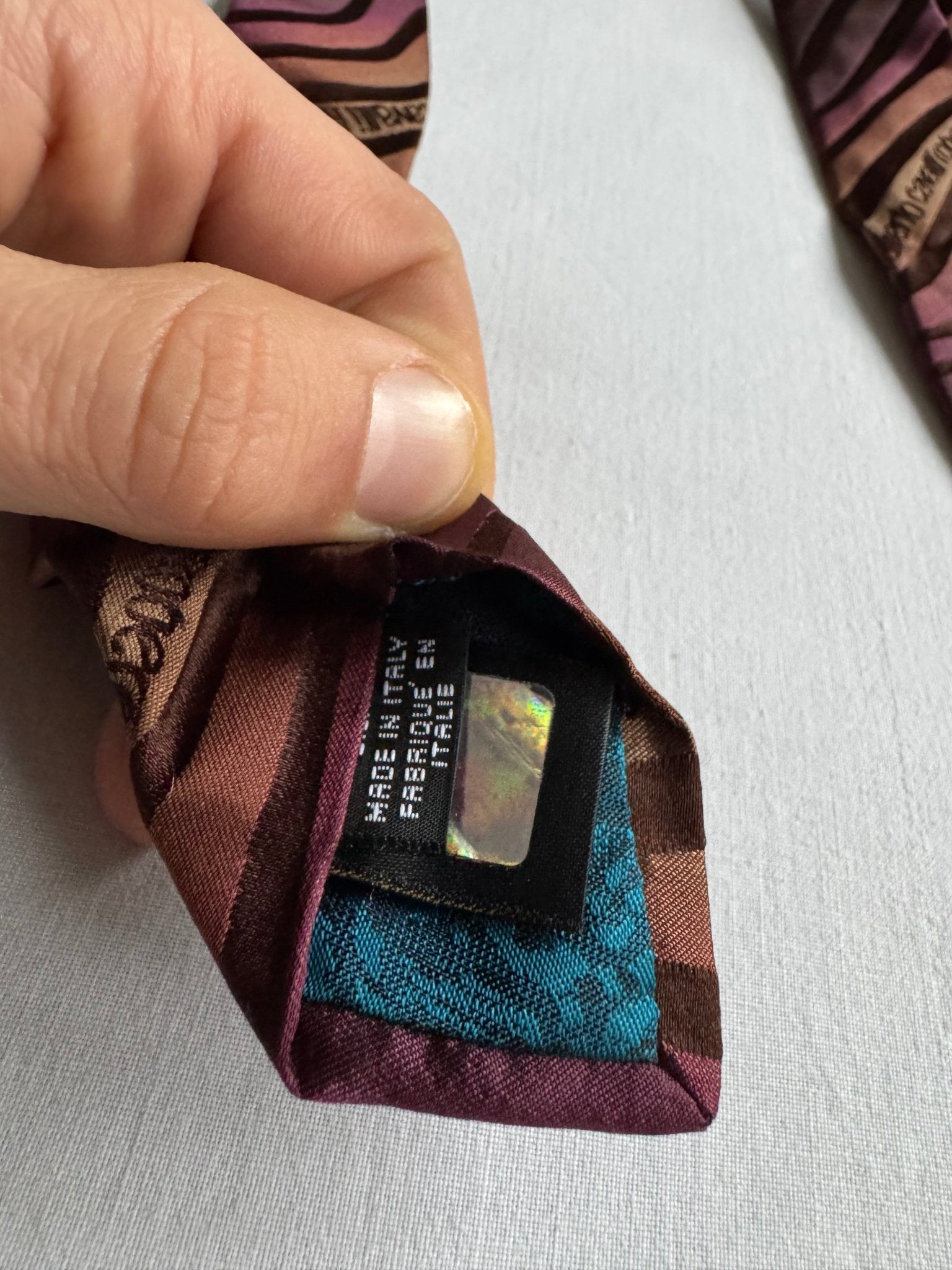 👔 Cravată Vintage Roberto Cavalli din Mătase cu Print Grafic – Made in Italy - anbracaminte