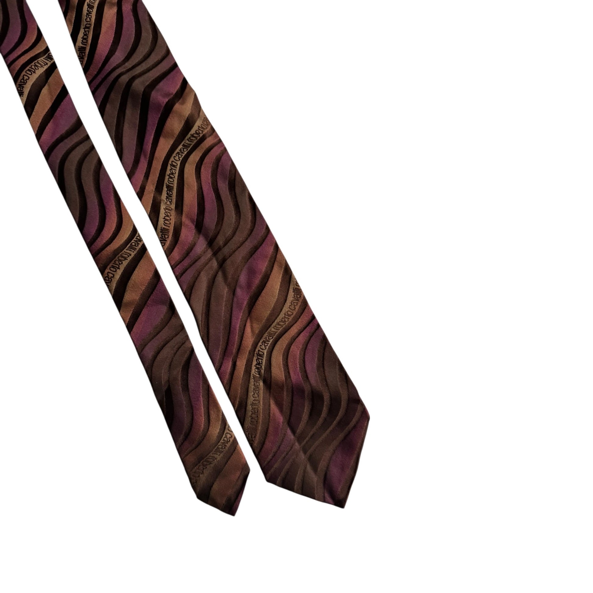👔 Cravată Vintage Roberto Cavalli din Mătase cu Print Grafic – Made in Italy - anbracaminte