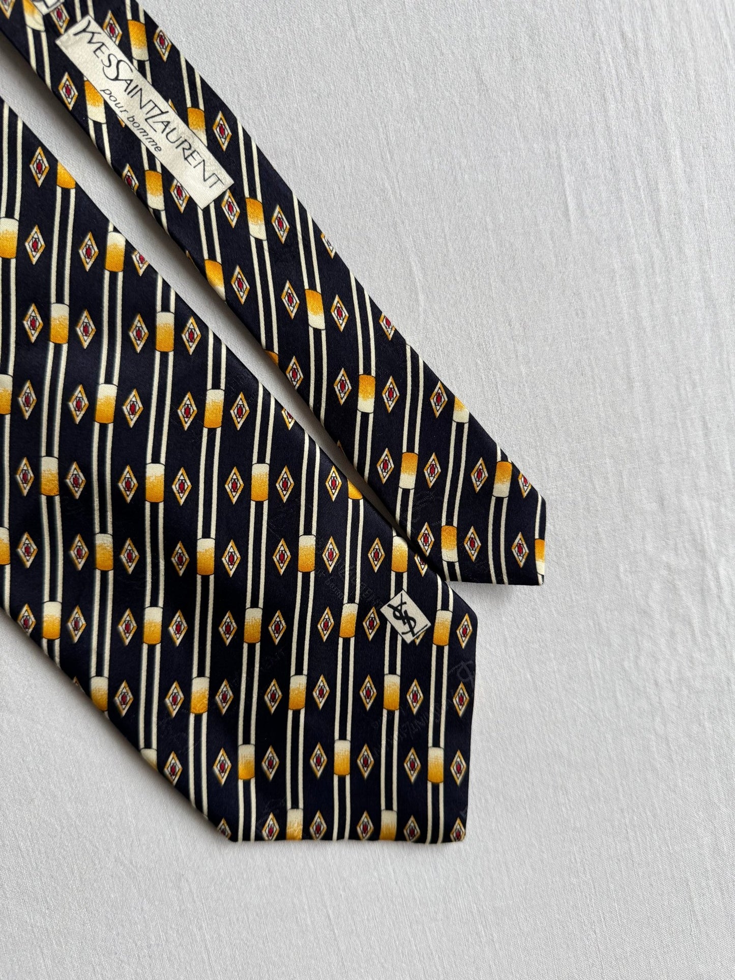 👔 Cravată Vintage Yves Saint Laurent Bleumarin din Mătase – Made in Italy - anbracaminte