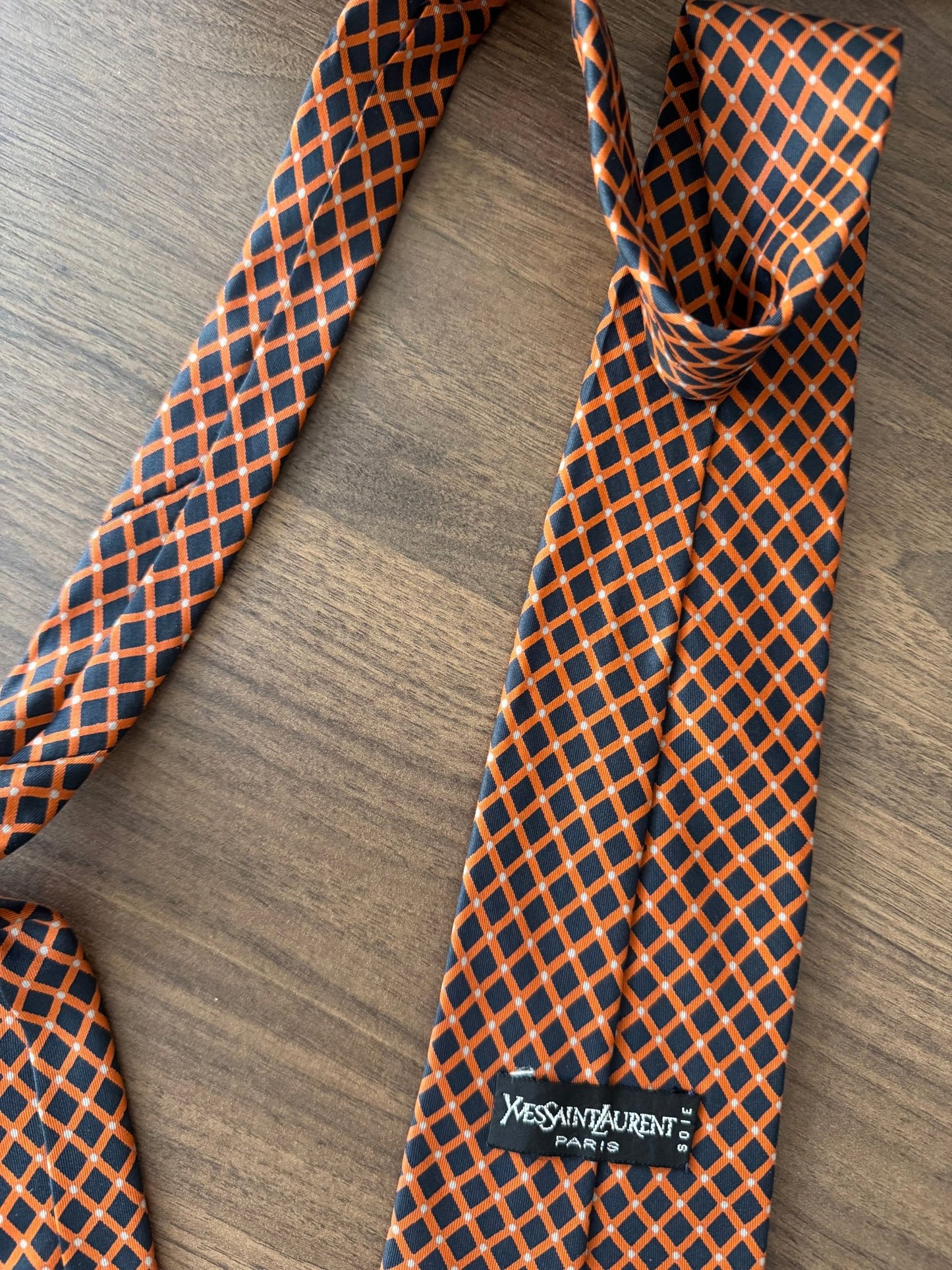 👔 Cravată Vintage Yves Saint Laurent din Mătase cu Print – Made in Italy - anbracaminte