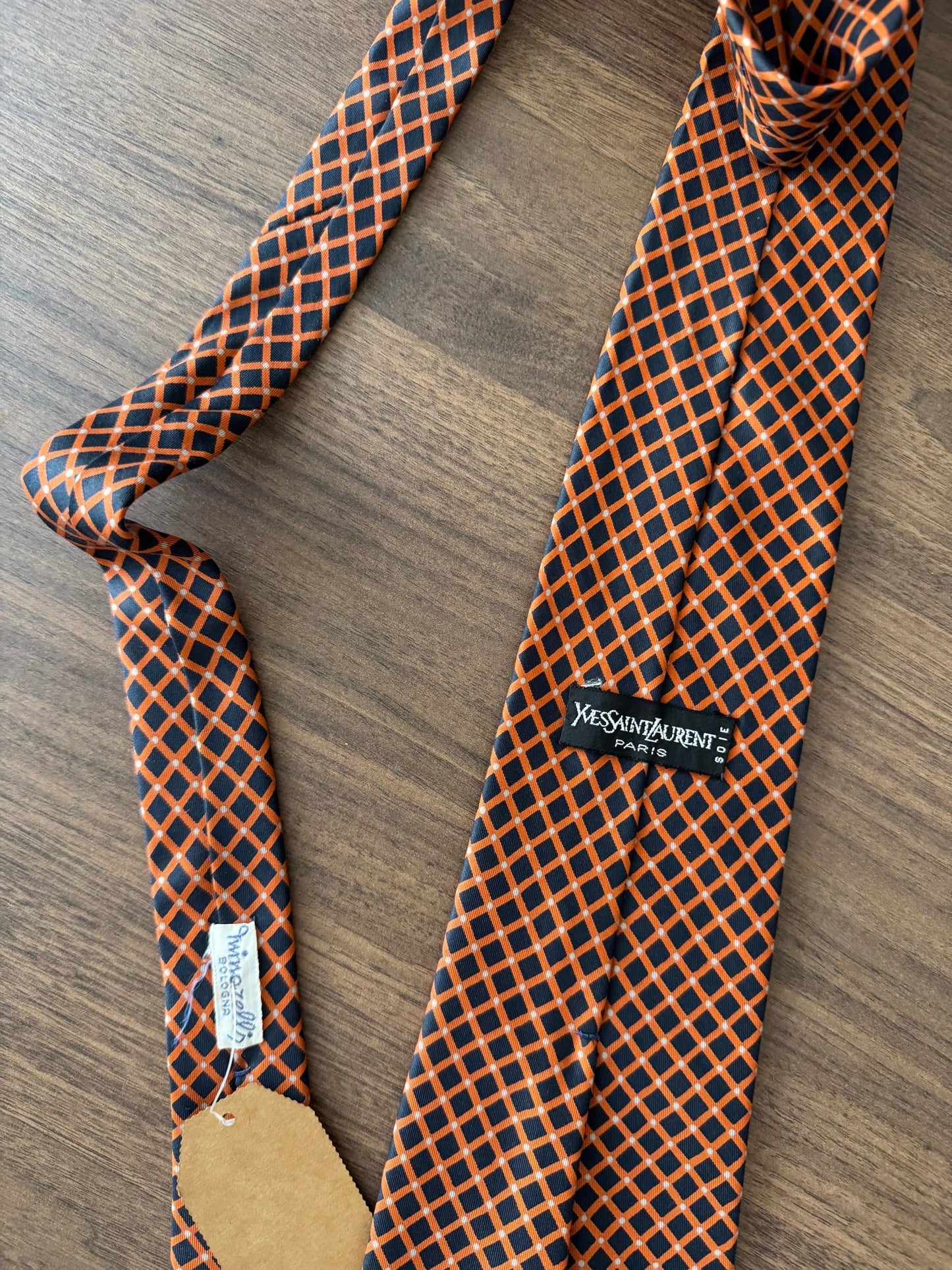 👔 Cravată Vintage Yves Saint Laurent din Mătase cu Print – Made in Italy - anbracaminte