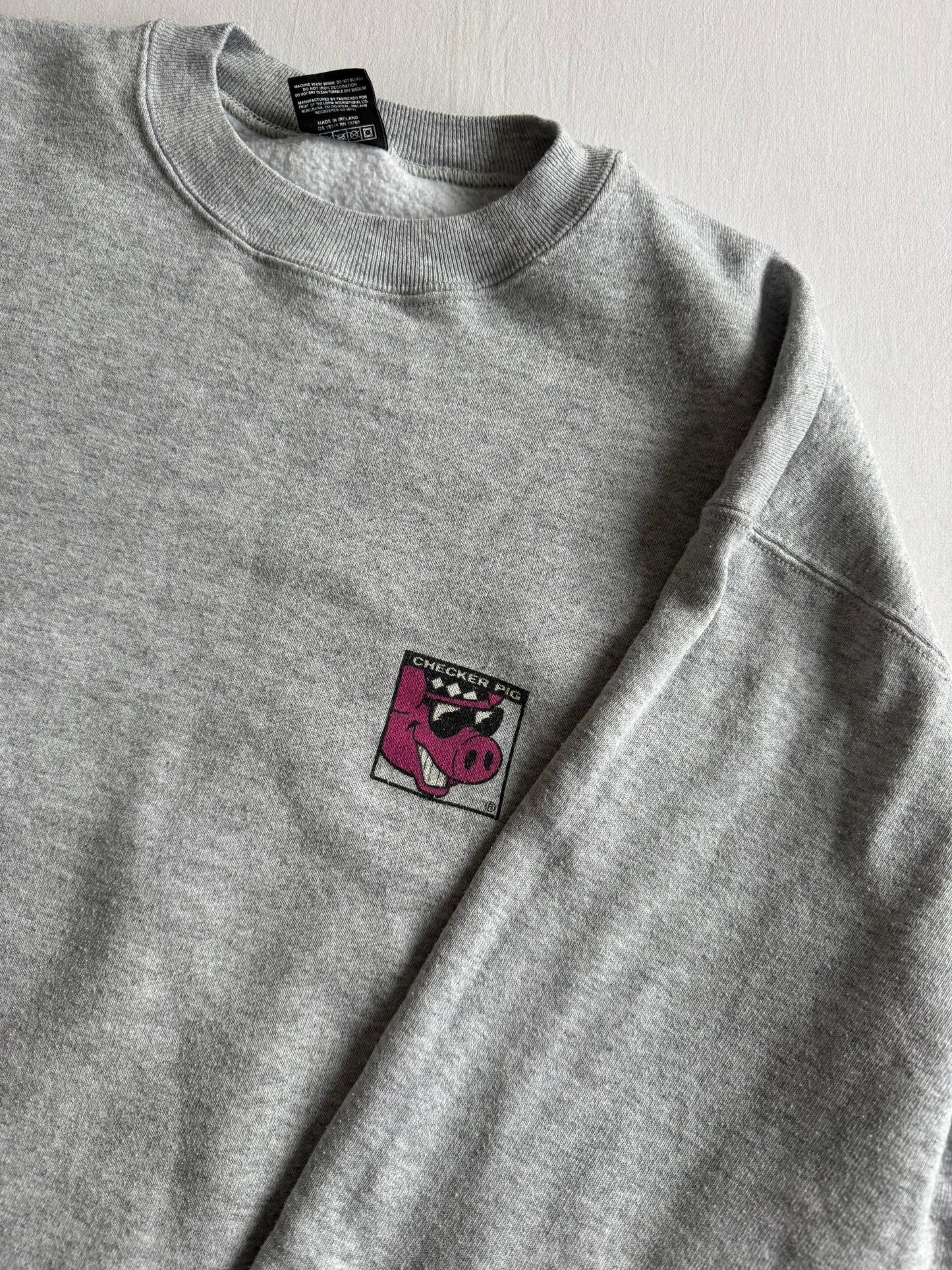 🏂 Crewneck Vintage Checker Pig Snowboard Graphic – L - anbracaminte