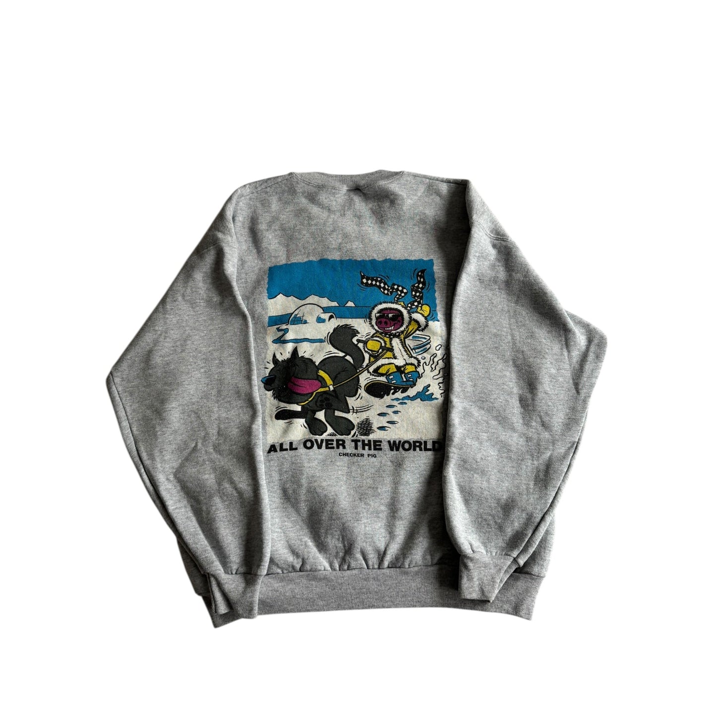 🏂 Crewneck Vintage Checker Pig Snowboard Graphic – L - anbracaminte