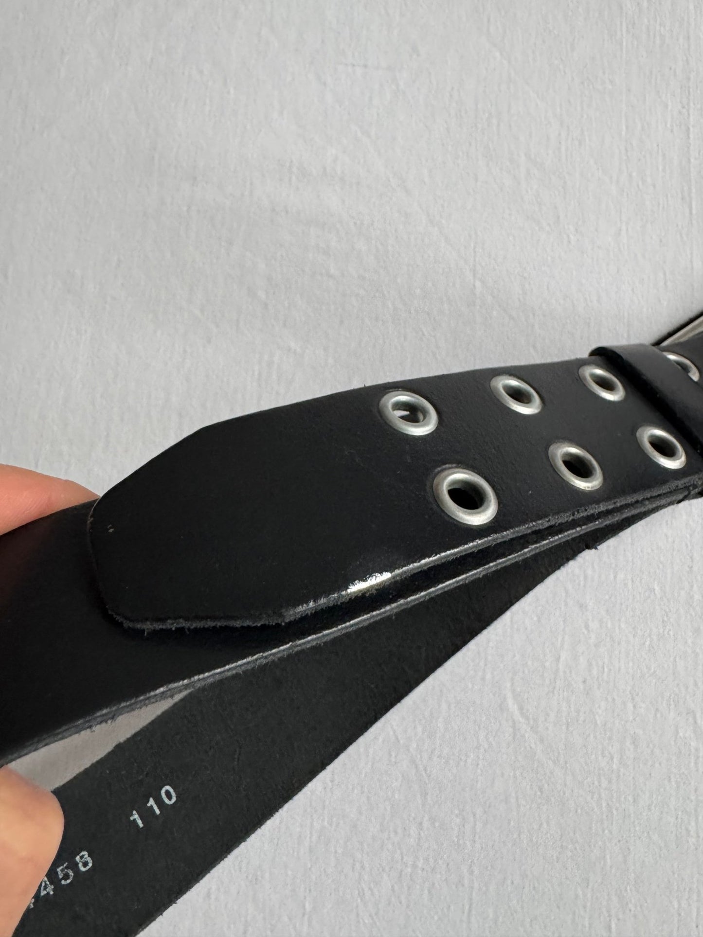 🇫🇷 Curea Vintage din Piele de Vițel Neagră – 110 cm | Made in France - anbracaminte