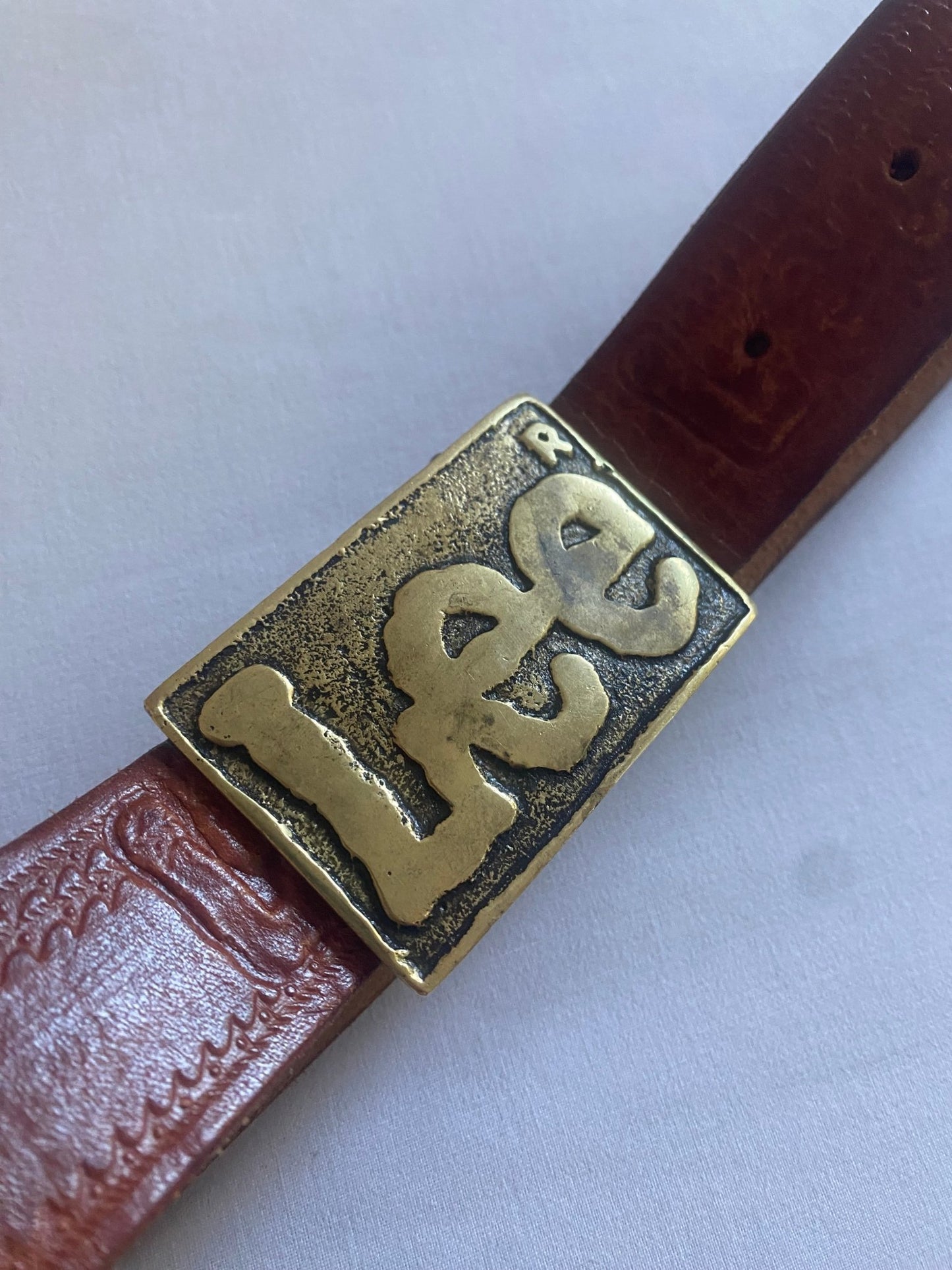 Curea Vintage Lee din Piele Naturală Maro - anbracaminte