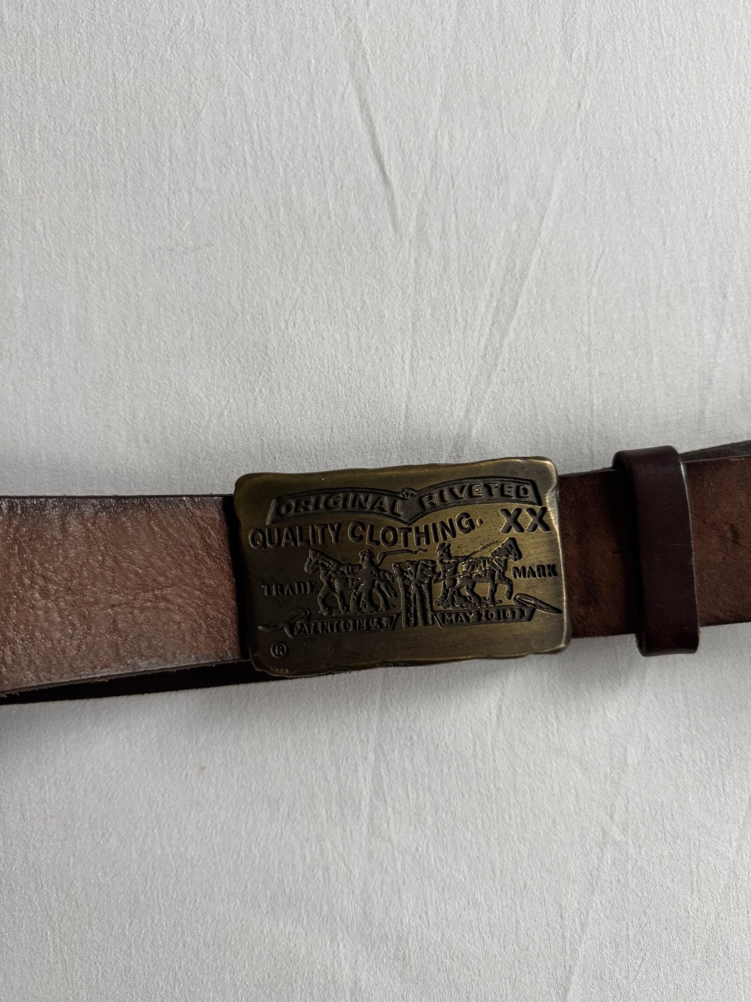 🤠 Curea Vintage Levi’s din Piele Full Grain Maro cu Cataramă – 105 cm - anbracaminte