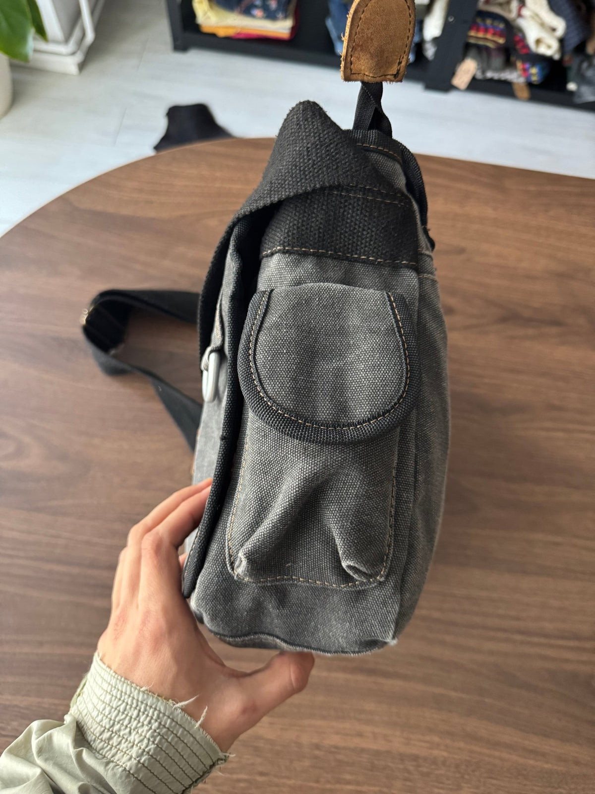 Diesel Geantă Messenger Canvas Gri Vintage - anbracaminte