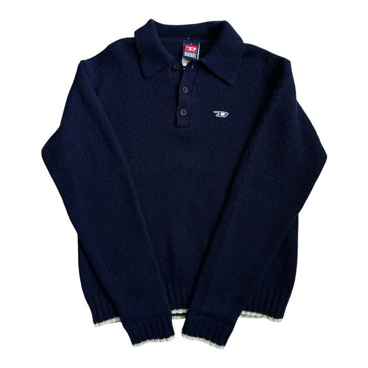 Diesel Pulover Lână Bleumarin Vintage Bărbați | Guler | L - anbracaminte