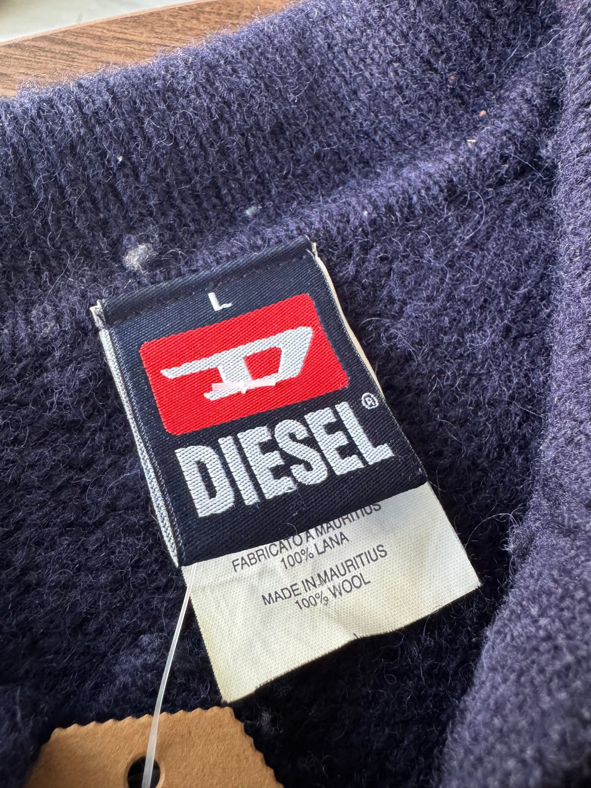 Diesel Pulover Lână Bleumarin Vintage Bărbați | Guler | L - anbracaminte