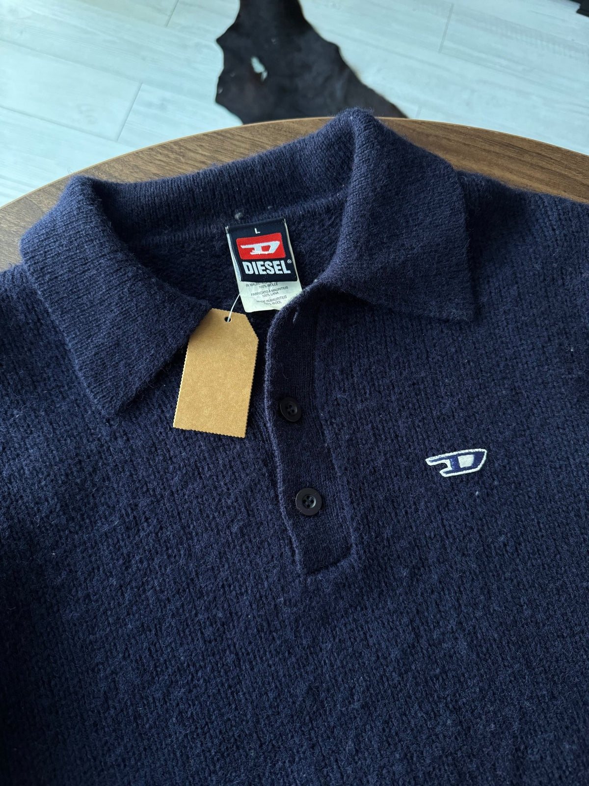 Diesel Pulover Lână Bleumarin Vintage Bărbați | Guler | L - anbracaminte