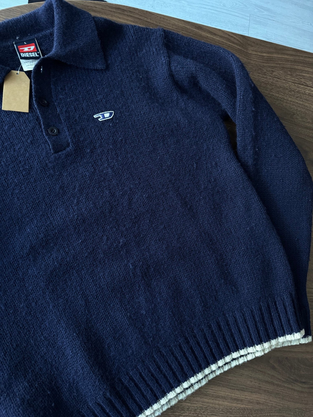 Diesel Pulover Lână Bleumarin Vintage Bărbați | Guler | L - anbracaminte