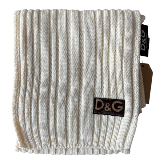 Dolce & Gabbana Fular Alb Y2K | Tricot Reiat | 176 cm - anbracaminte