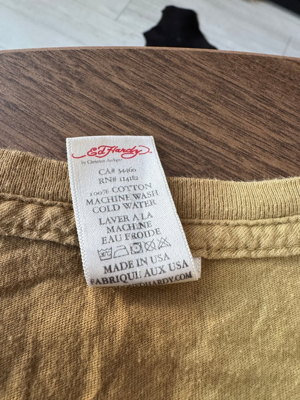 Ed Hardy Top Y2K Bărbați | All-Over Print și Strasuri | XL - anbracaminte