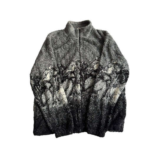 🐴 Fleece Vintage cu Print Cai – Mărimea M - anbracaminte