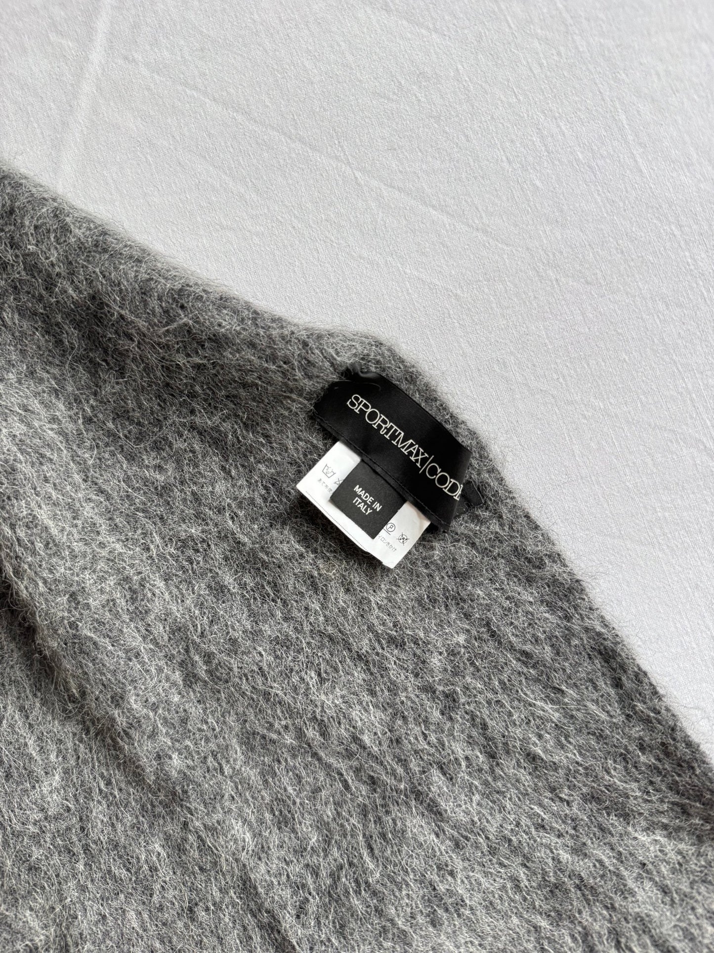 🧣 Fular Sportmax Gri cu Dungi Albastre / Amestec Alpaca (Made in Italy) - anbracaminte