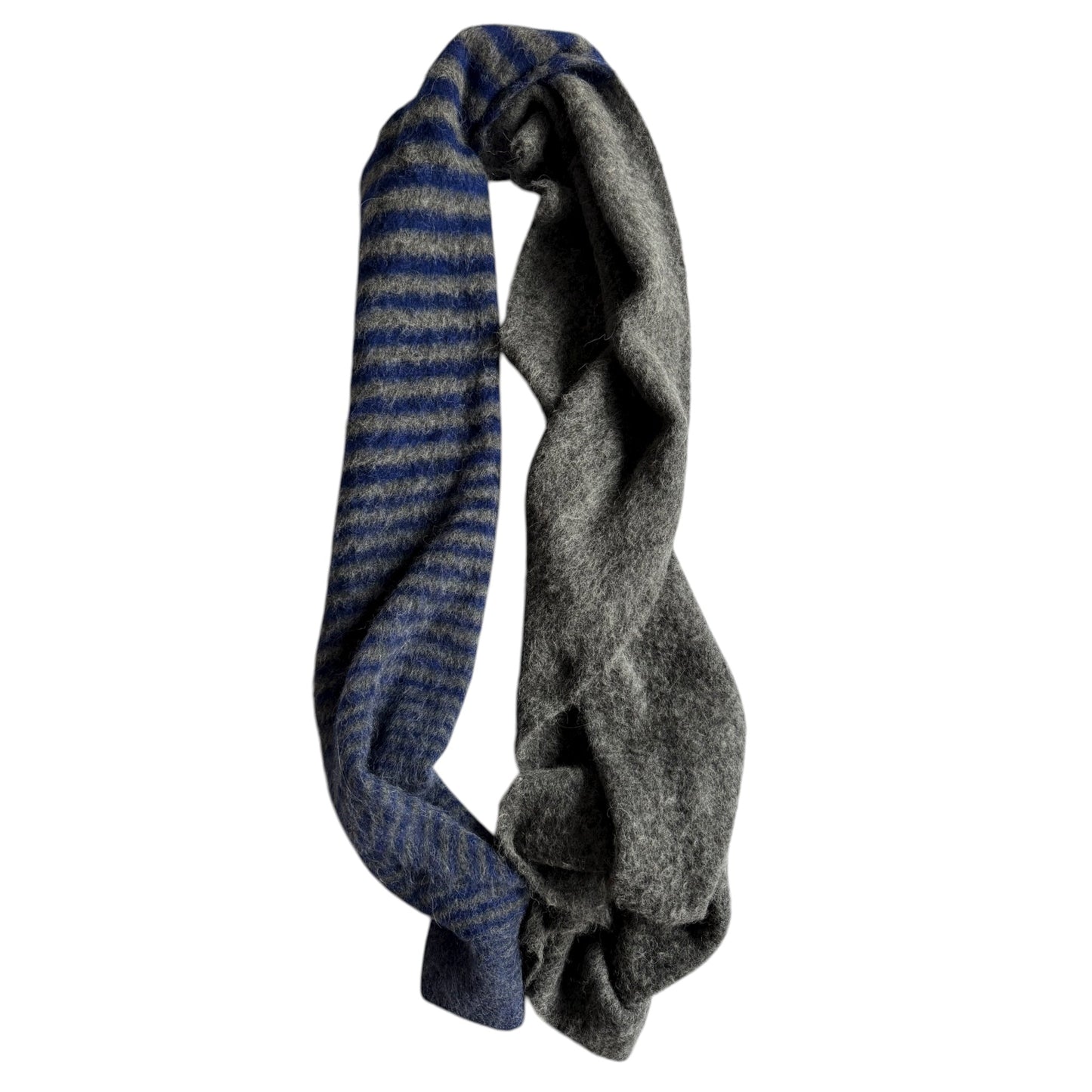 🧣 Fular Sportmax Gri cu Dungi Albastre / Amestec Alpaca (Made in Italy) - anbracaminte