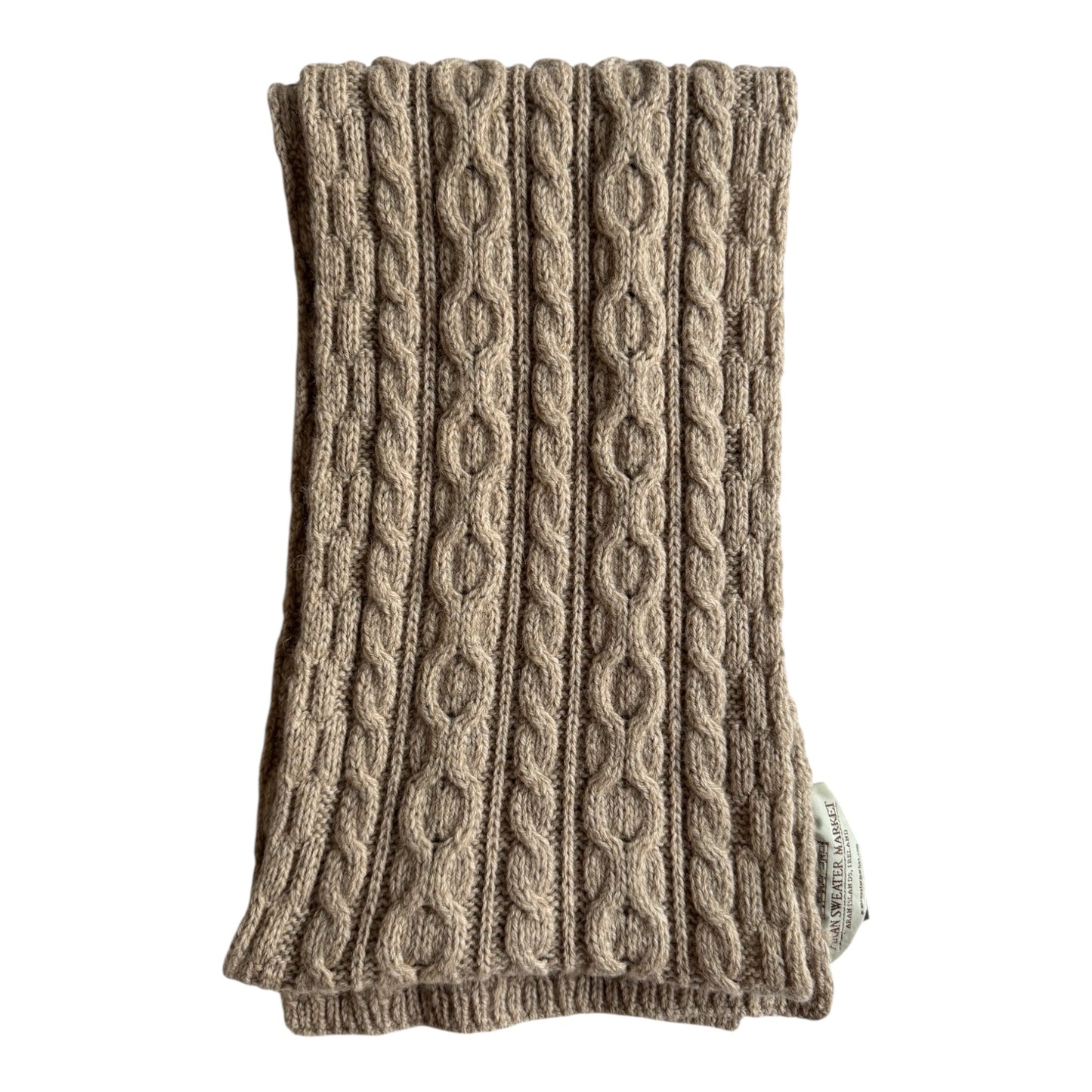 🧣 Fular Vintage Aran Sweater Market Oatmeal Brown din Lână Merino - anbracaminte