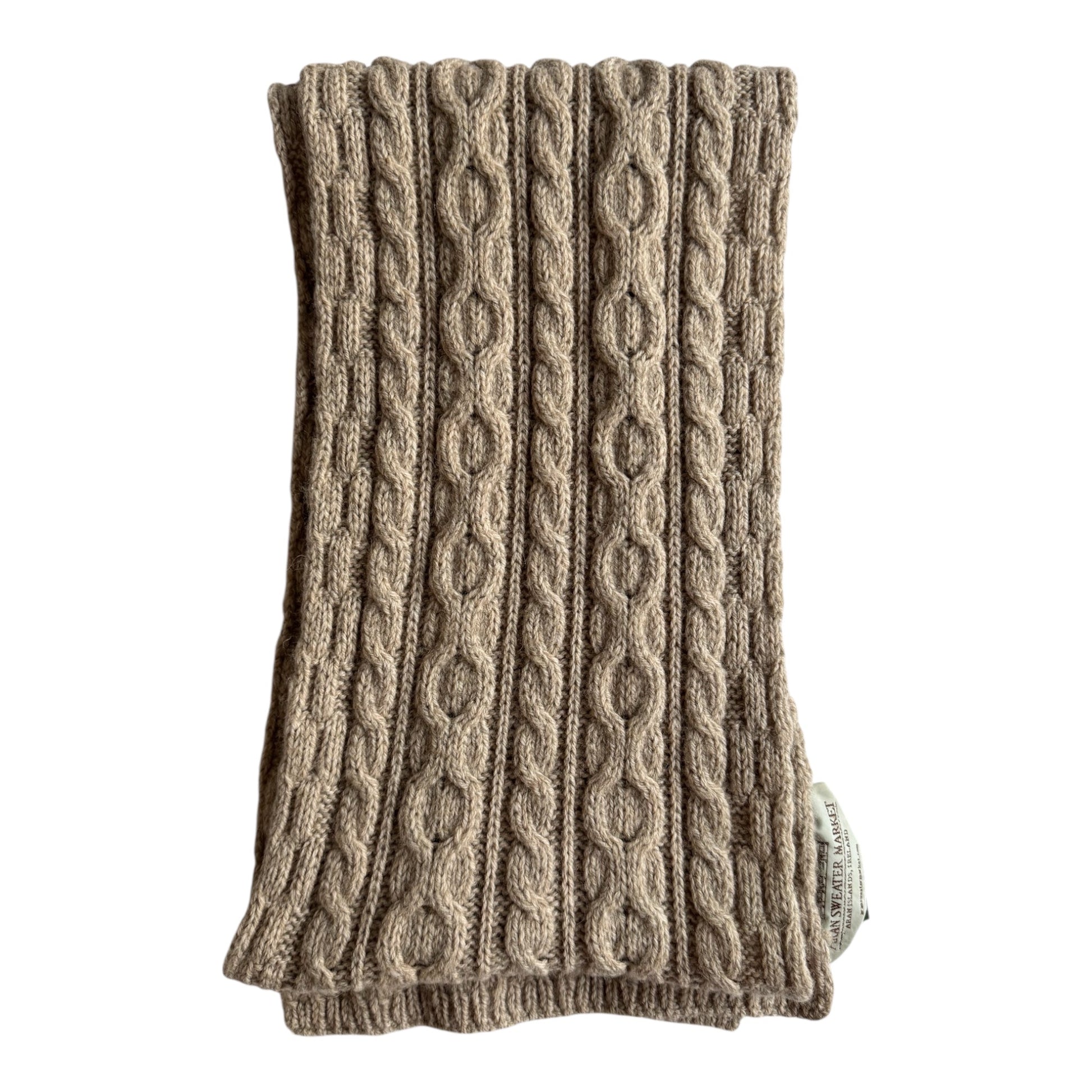 🧣 Fular Vintage Aran Sweater Market Oatmeal Brown din Lână Merino - anbracaminte