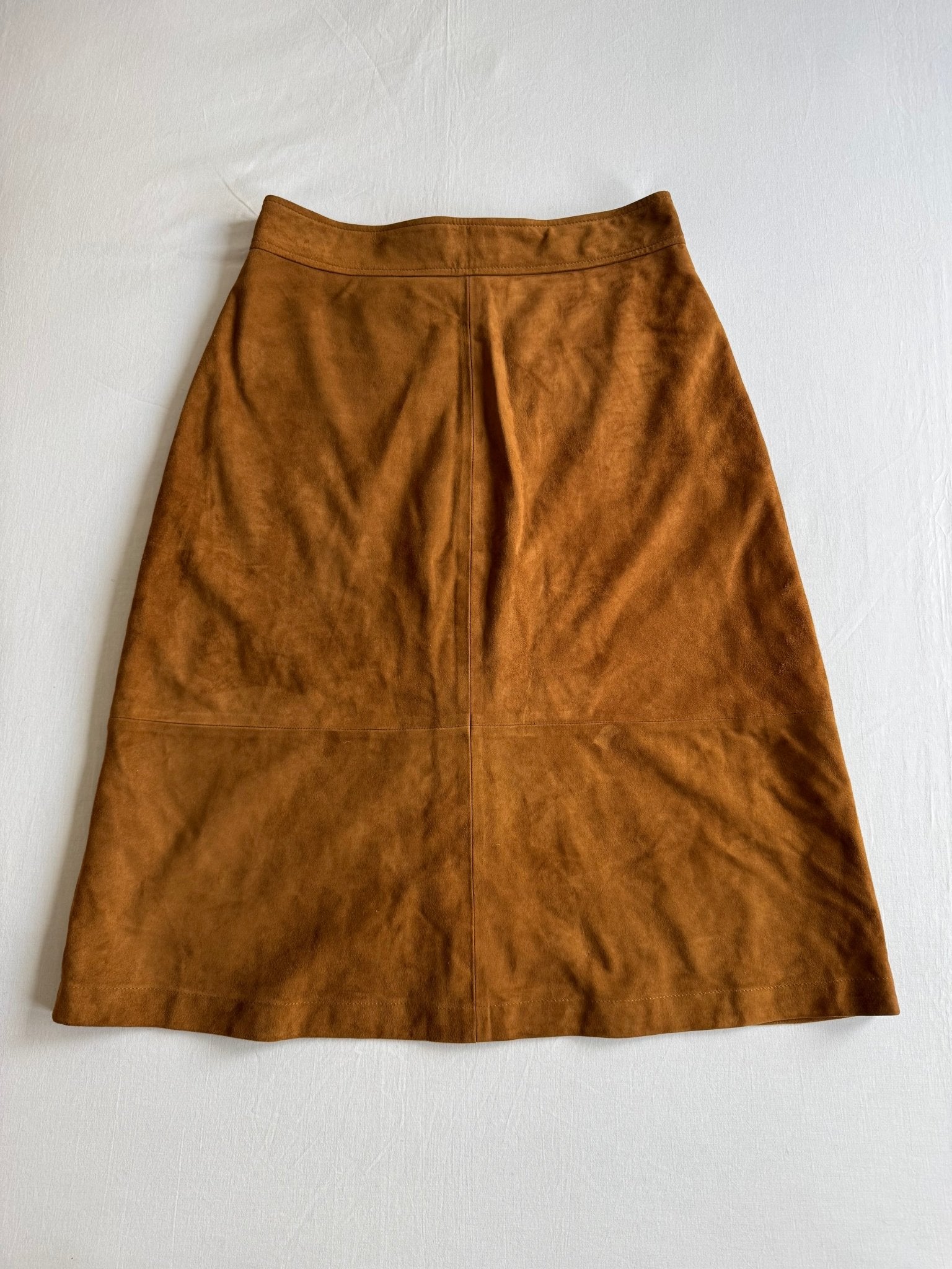 👜 Fustă A - Line din Piele Suede Maro – M (EU 38) - anbracaminte