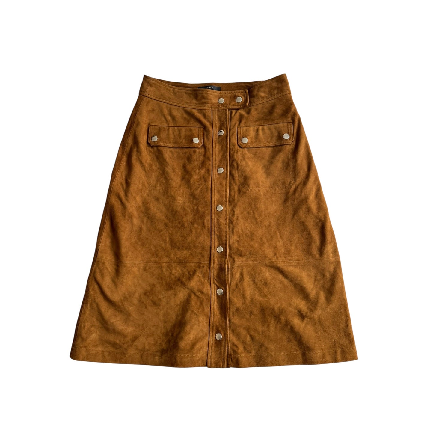 👜 Fustă A - Line din Piele Suede Maro – M (EU 38) - anbracaminte