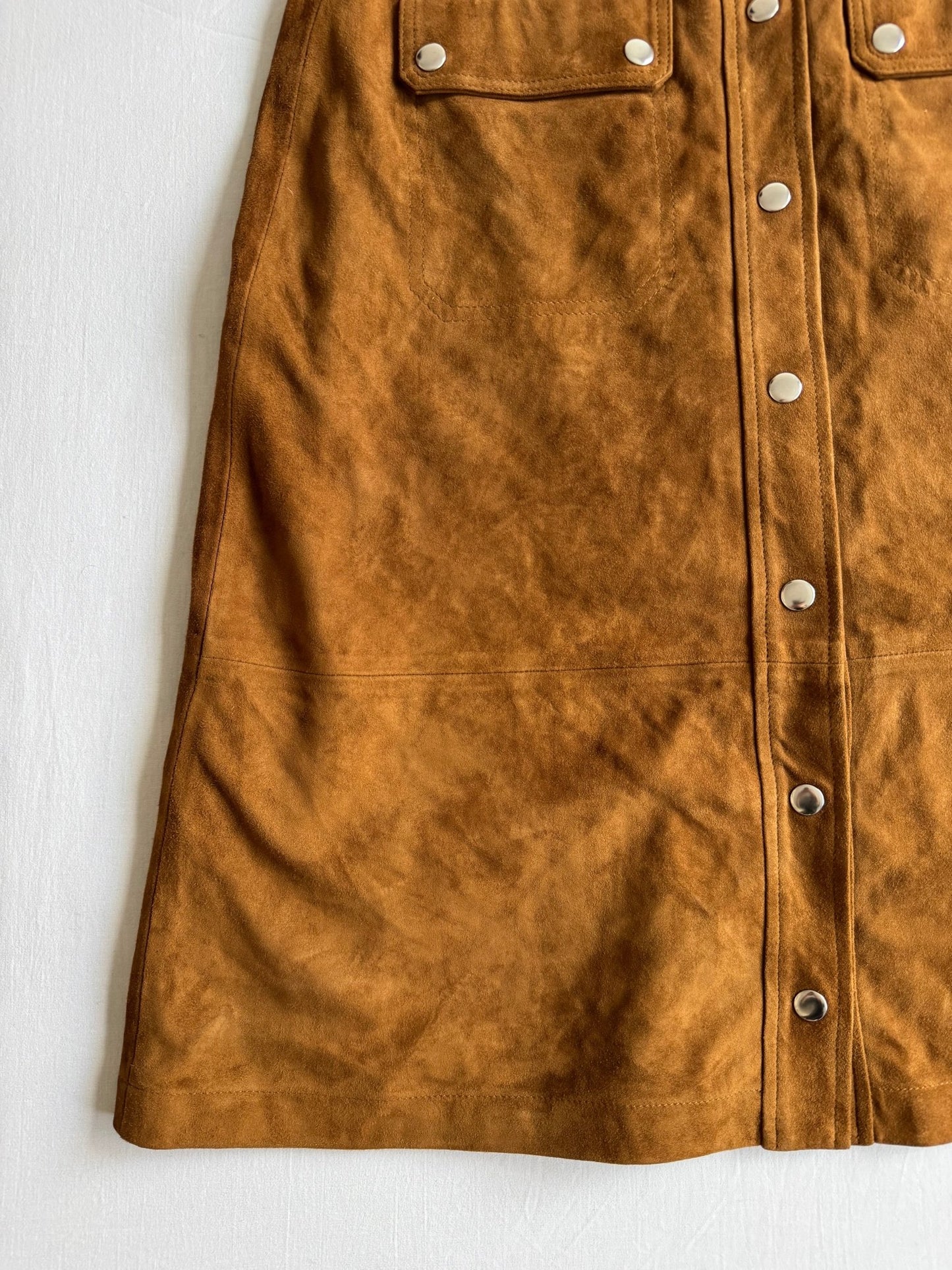 👜 Fustă A - Line din Piele Suede Maro – M (EU 38) - anbracaminte
