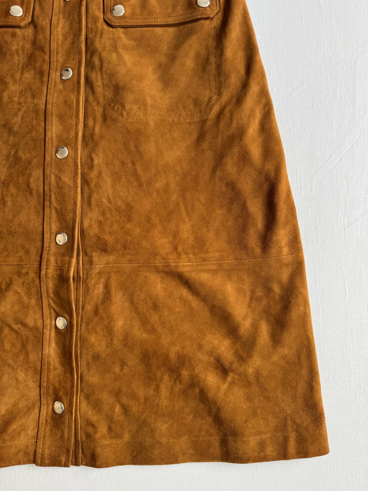 👜 Fustă A - Line din Piele Suede Maro – M (EU 38) - anbracaminte
