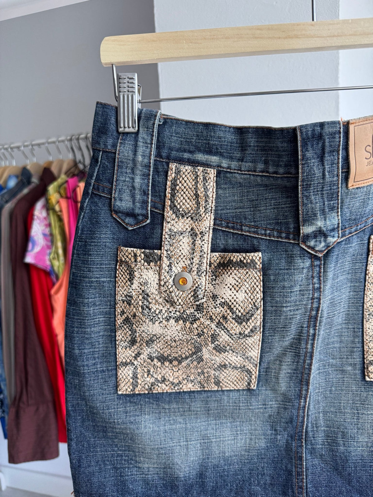 🐍 Fustă Denim Y2K cu Efect Snakeskin | Made in Italy – M Damă - anbracaminte