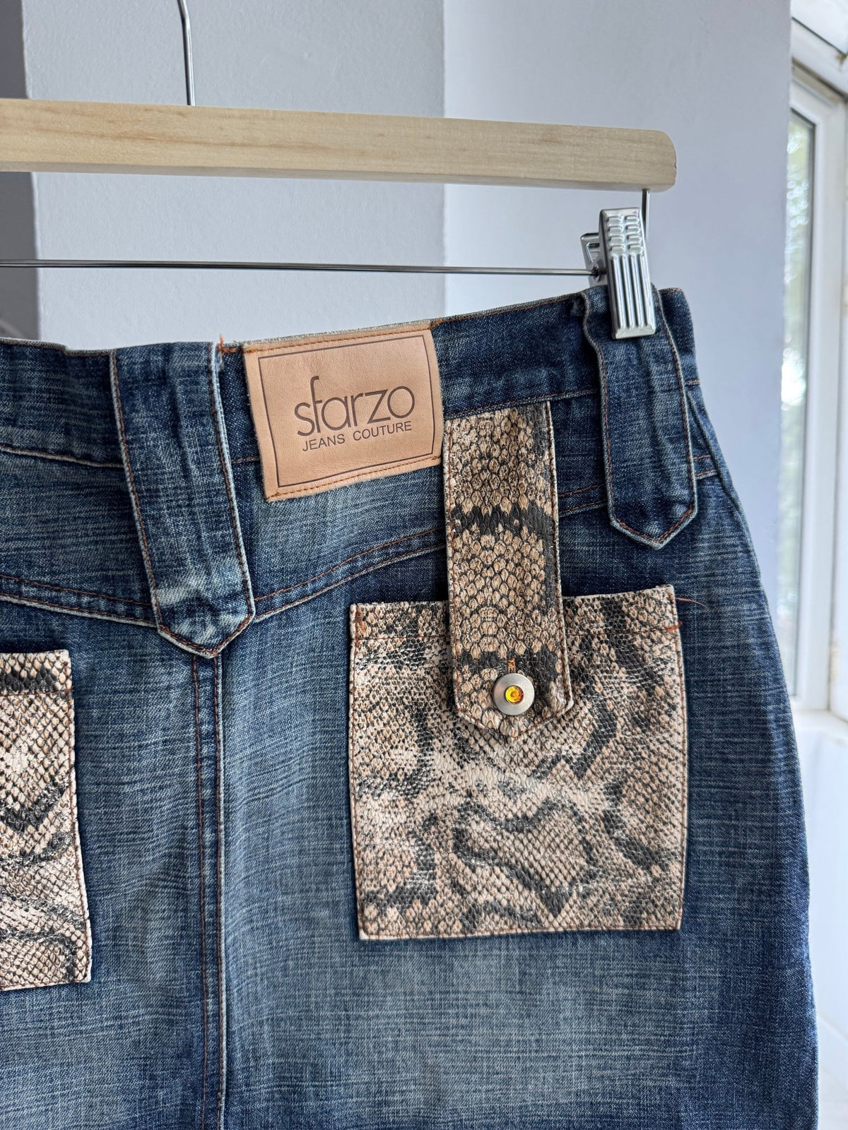 🐍 Fustă Denim Y2K cu Efect Snakeskin | Made in Italy – M Damă - anbracaminte