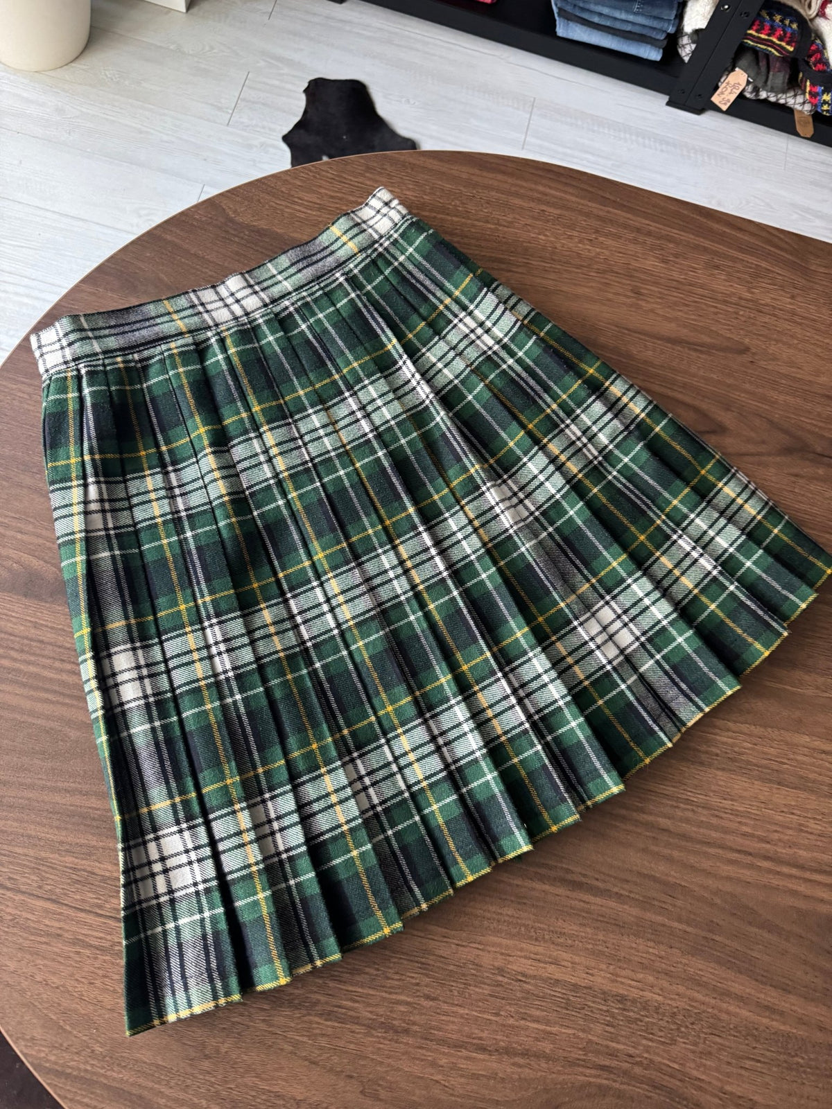 Fustă Lână Vintage Femei | Tartan Plisat | S Aproximativ - anbracaminte