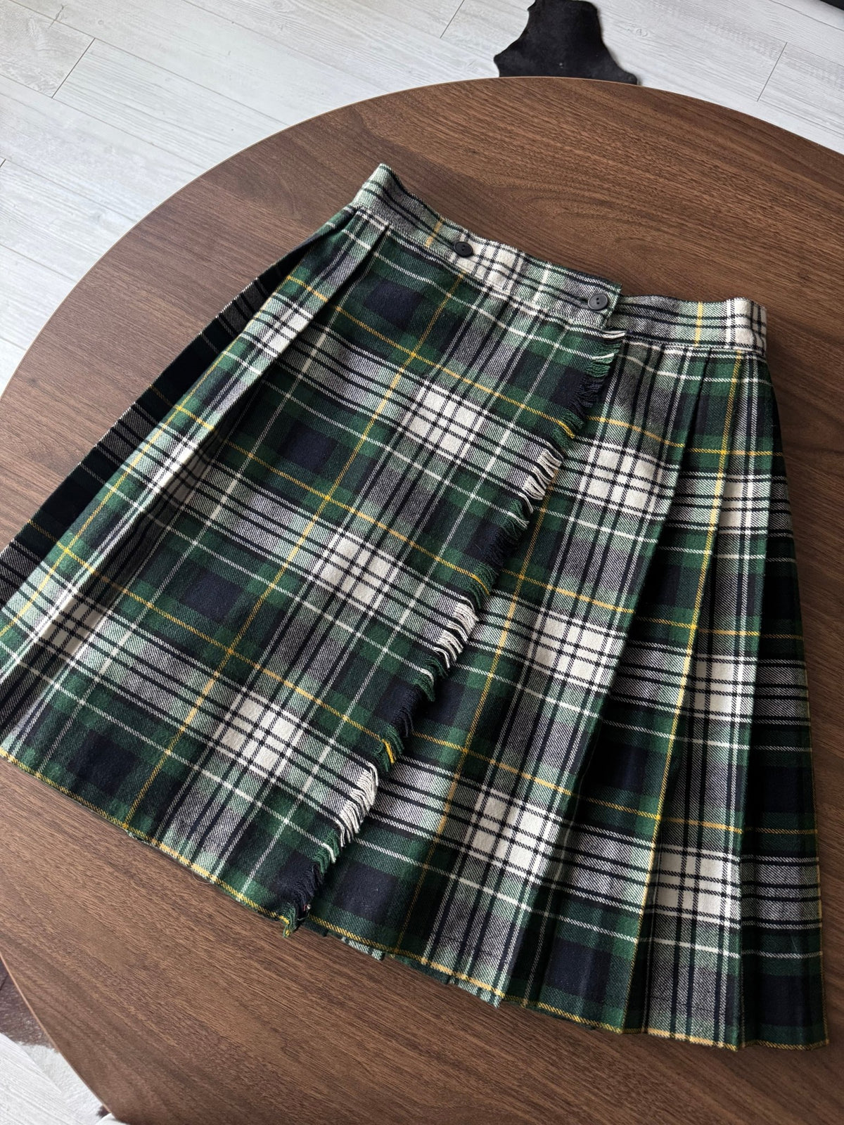 Fustă Lână Vintage Femei | Tartan Plisat | S Aproximativ - anbracaminte