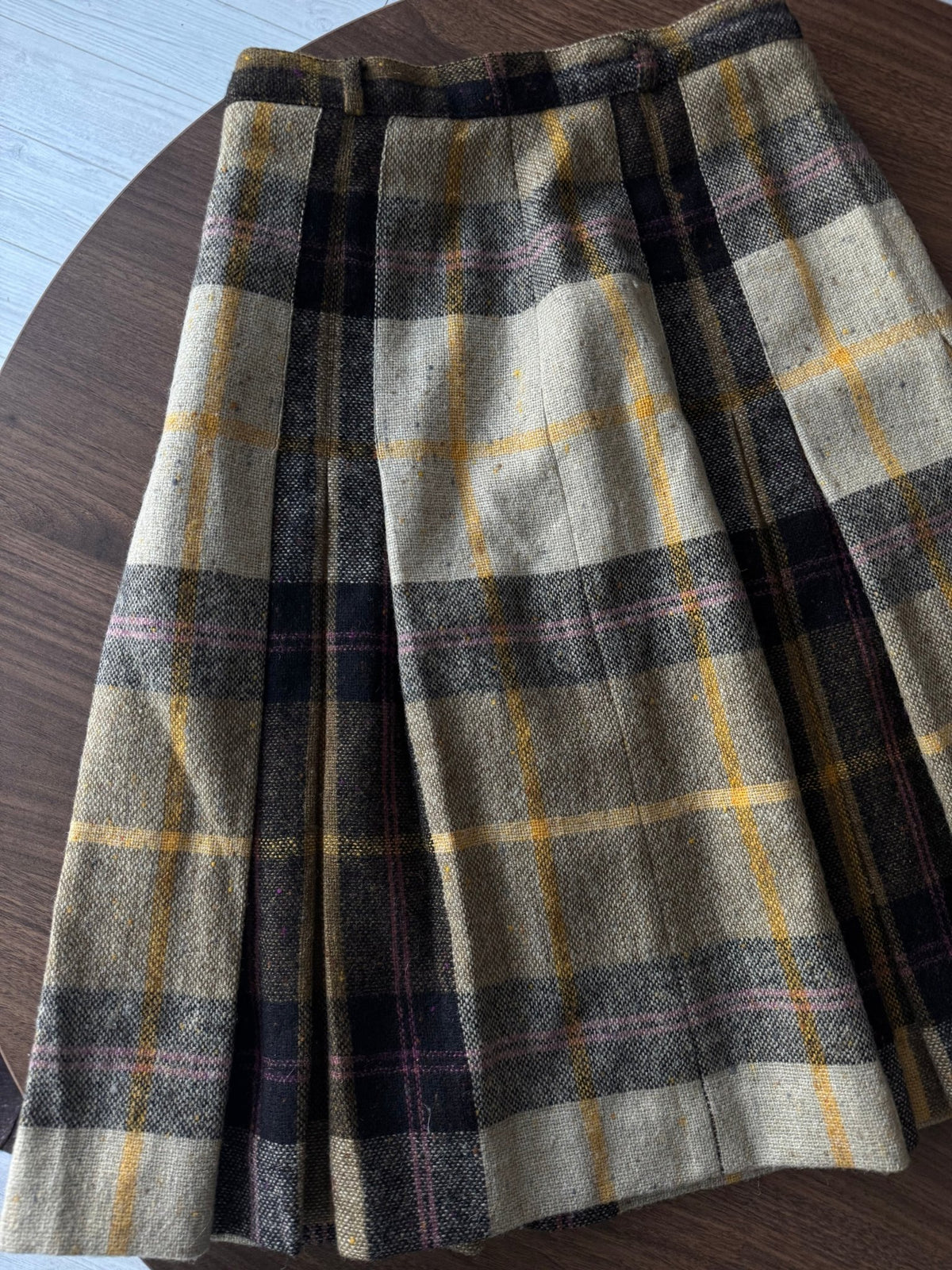 Fustă Lână Virgină Vintage Femei | Tartan | S/M (EU 38) - anbracaminte