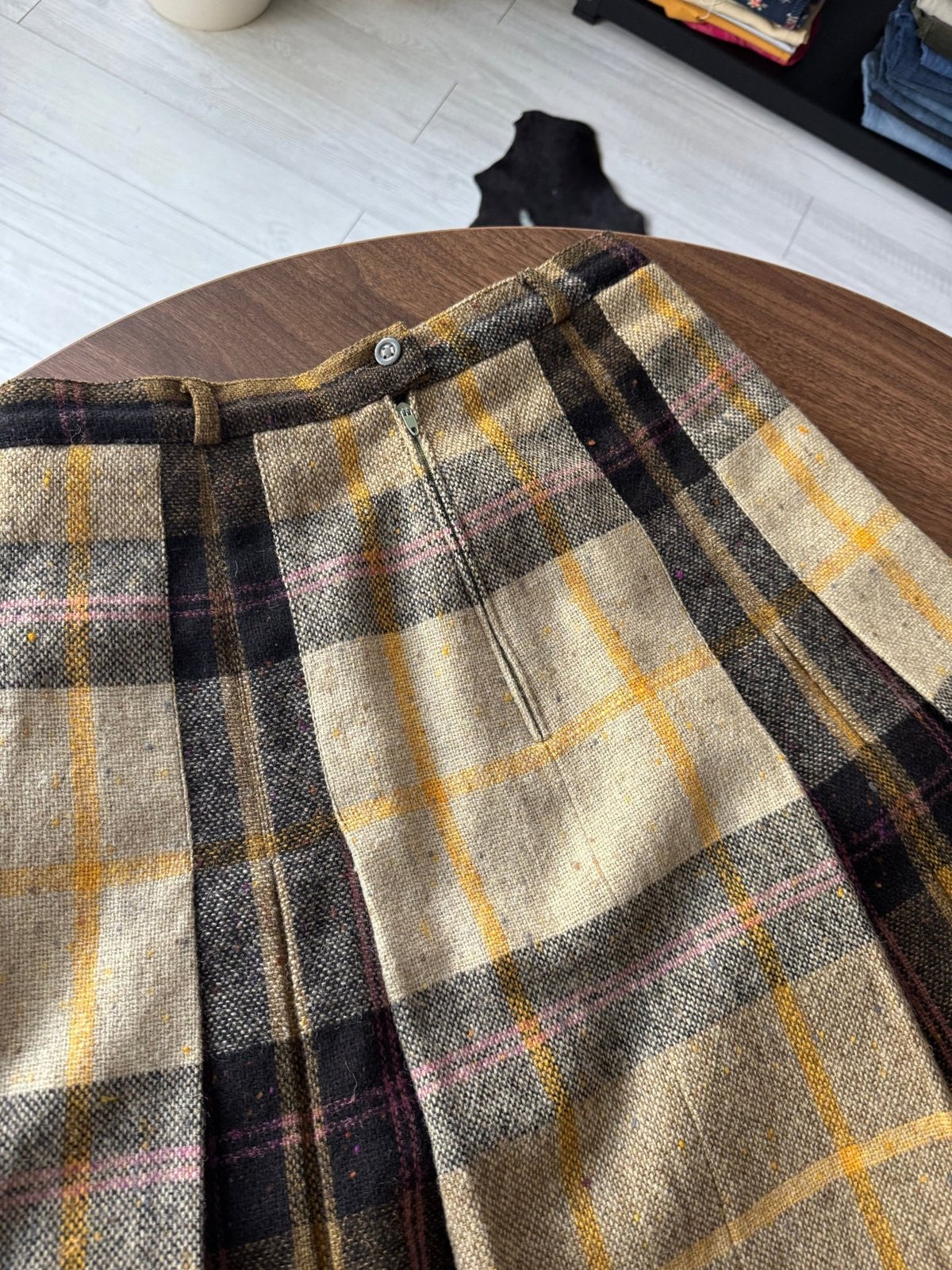 Fustă Lână Virgină Vintage Femei | Tartan | S/M (EU 38) - anbracaminte