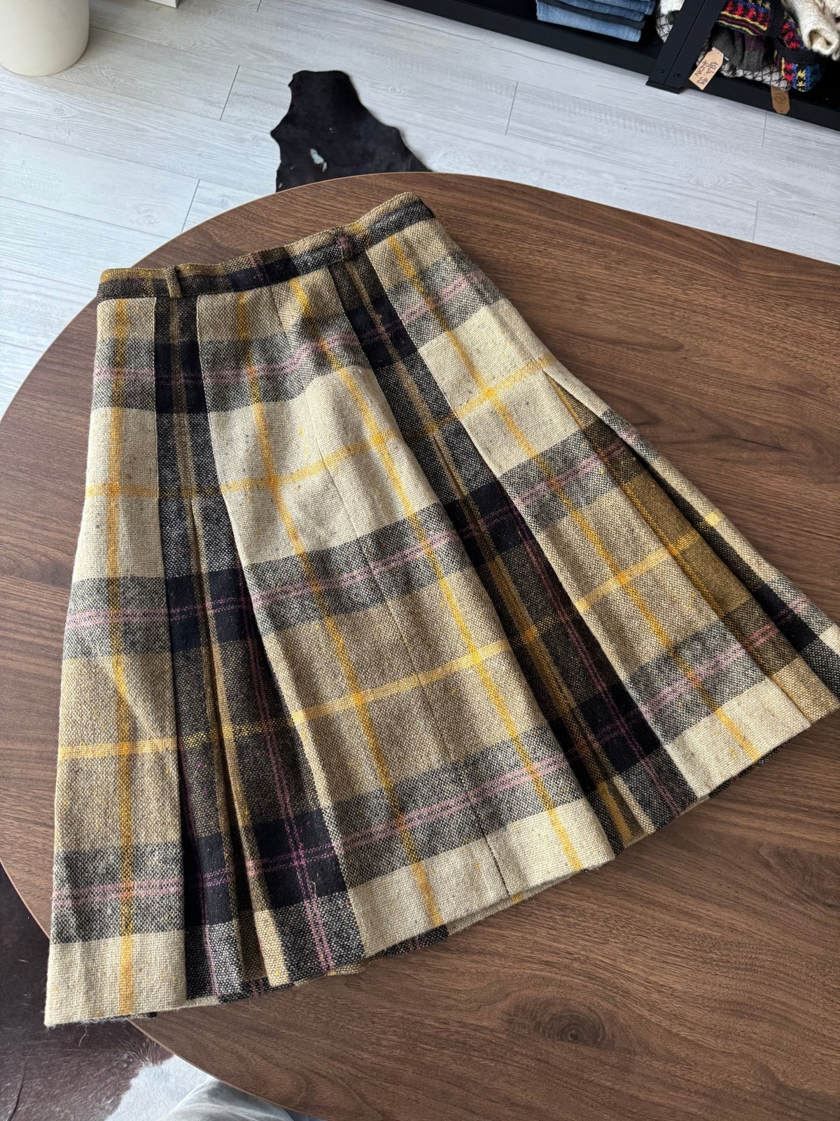 Fustă Lână Virgină Vintage Femei | Tartan | S/M (EU 38) - anbracaminte