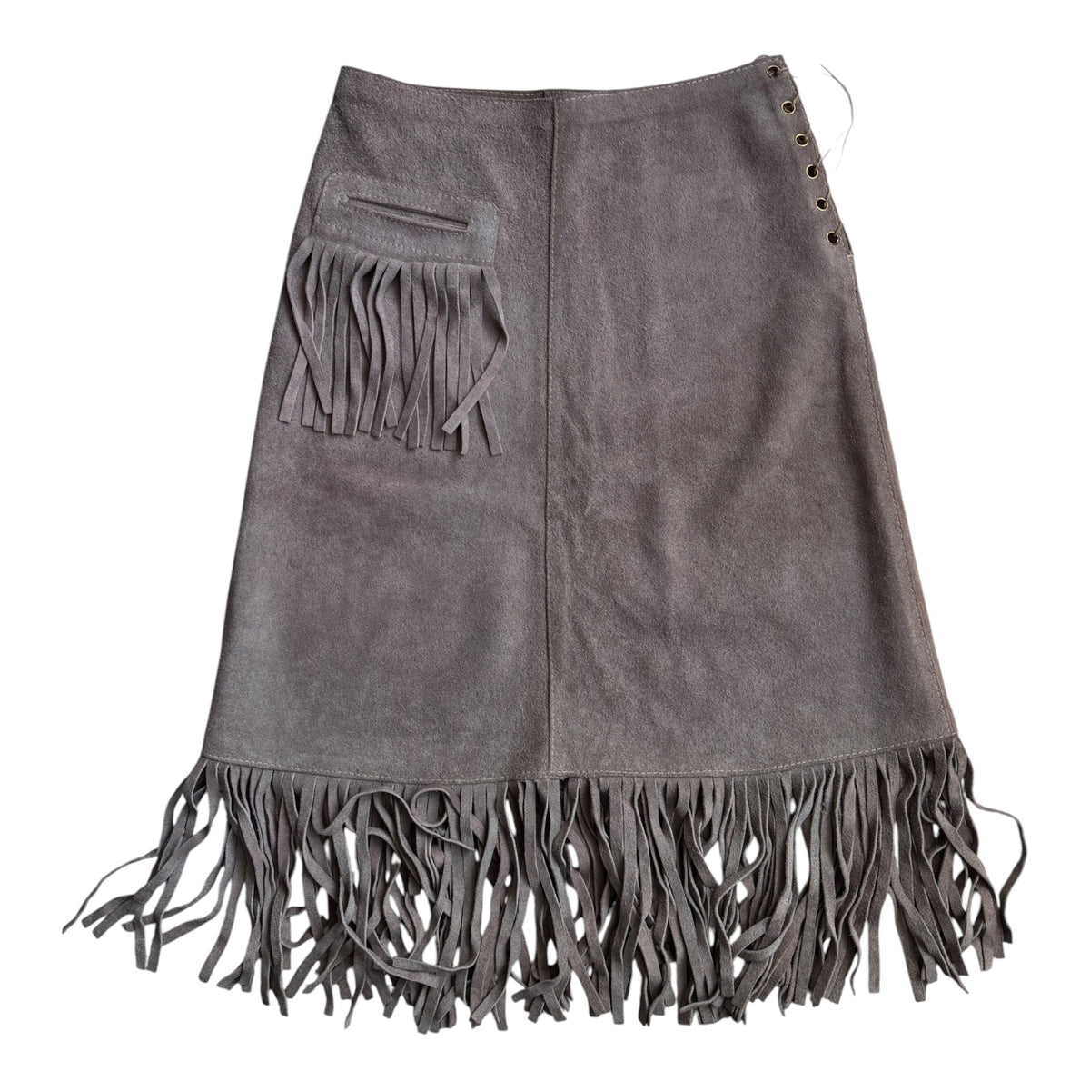 Fustă Piele Întoarsă Vintage Femei | Franjuri | S/M - anbracaminte