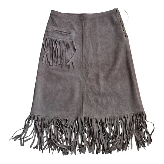 Fustă Piele Întoarsă Vintage Femei | Franjuri | S/M - anbracaminte