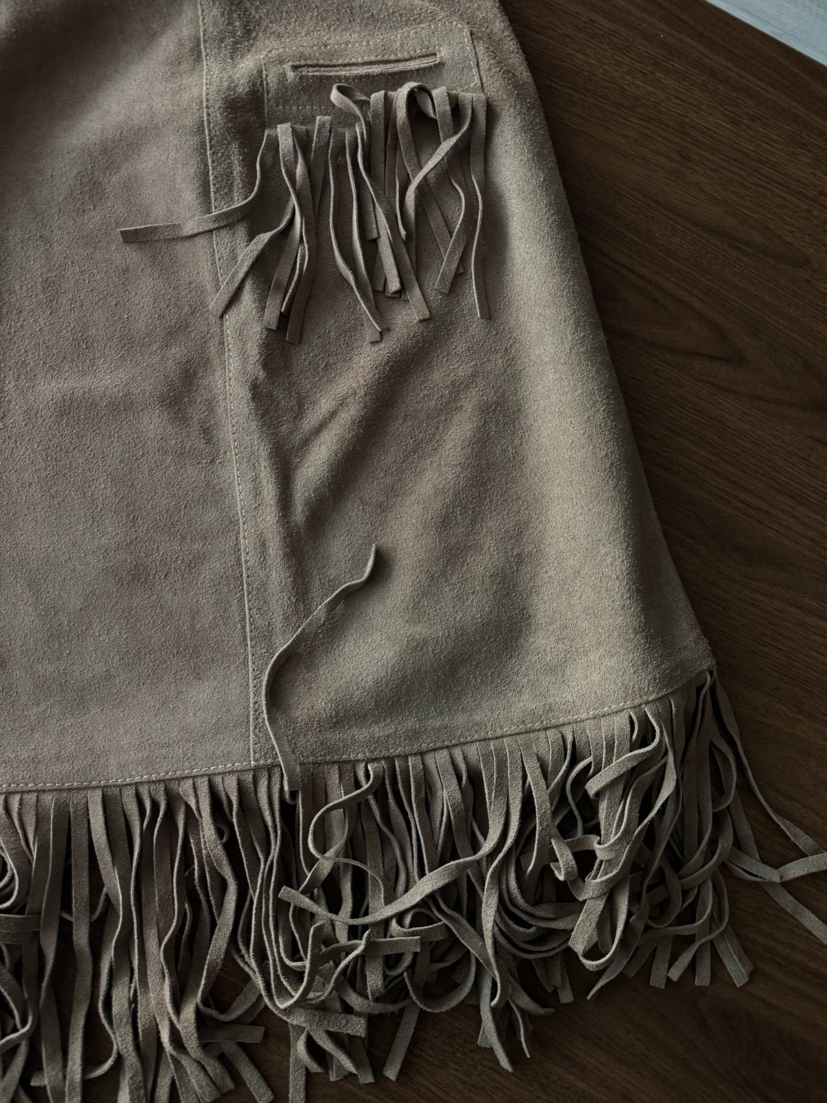 Fustă Piele Întoarsă Vintage Femei | Franjuri | S/M - anbracaminte