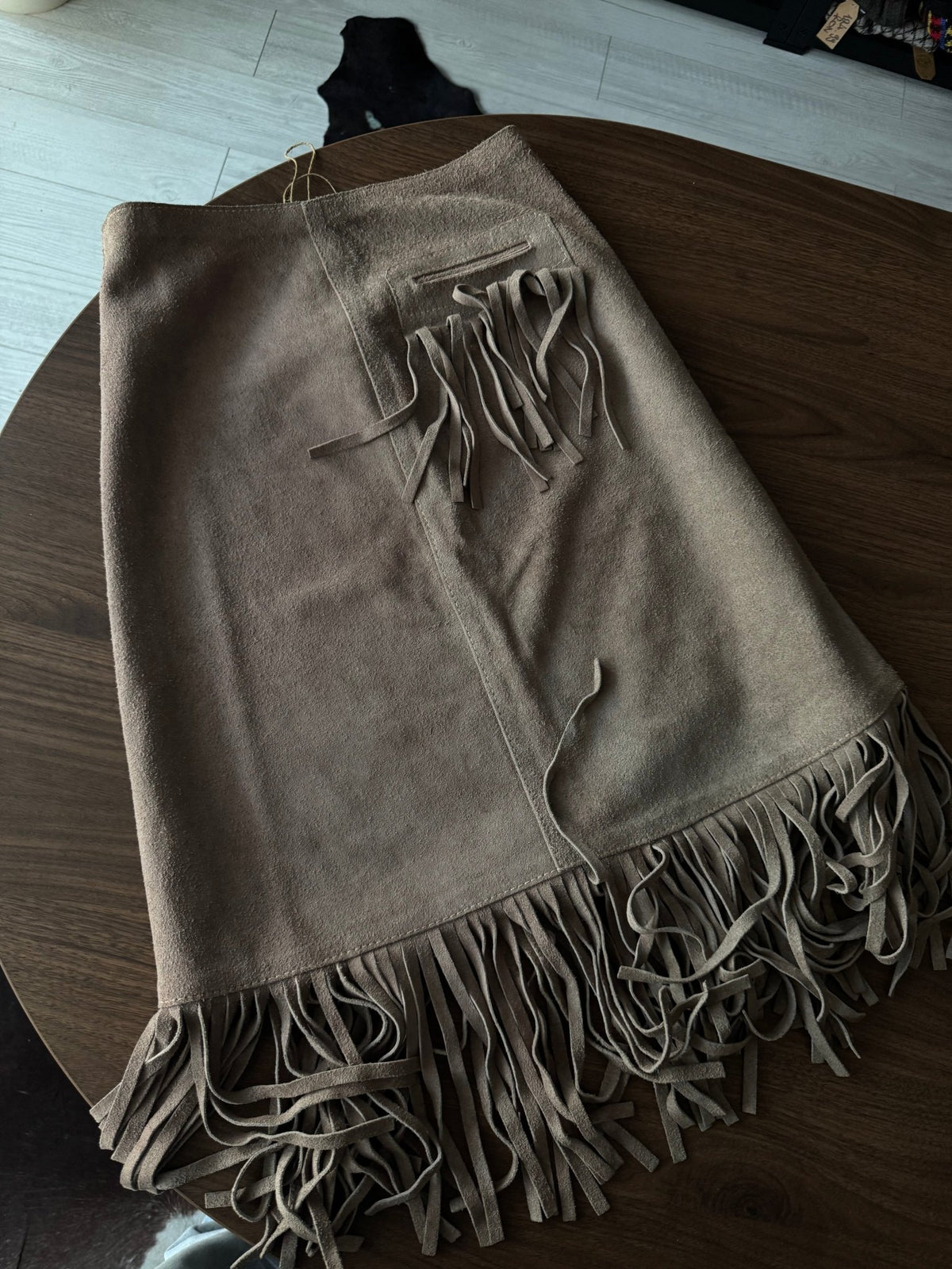 Fustă Piele Întoarsă Vintage Femei | Franjuri | S/M - anbracaminte