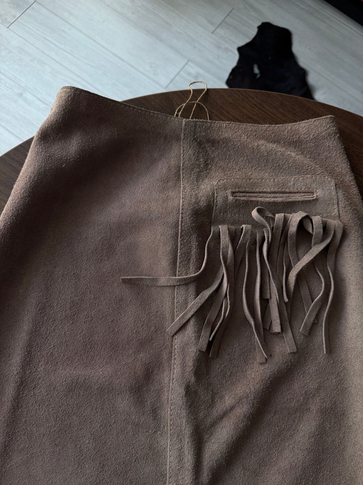 Fustă Piele Întoarsă Vintage Femei | Franjuri | S/M - anbracaminte