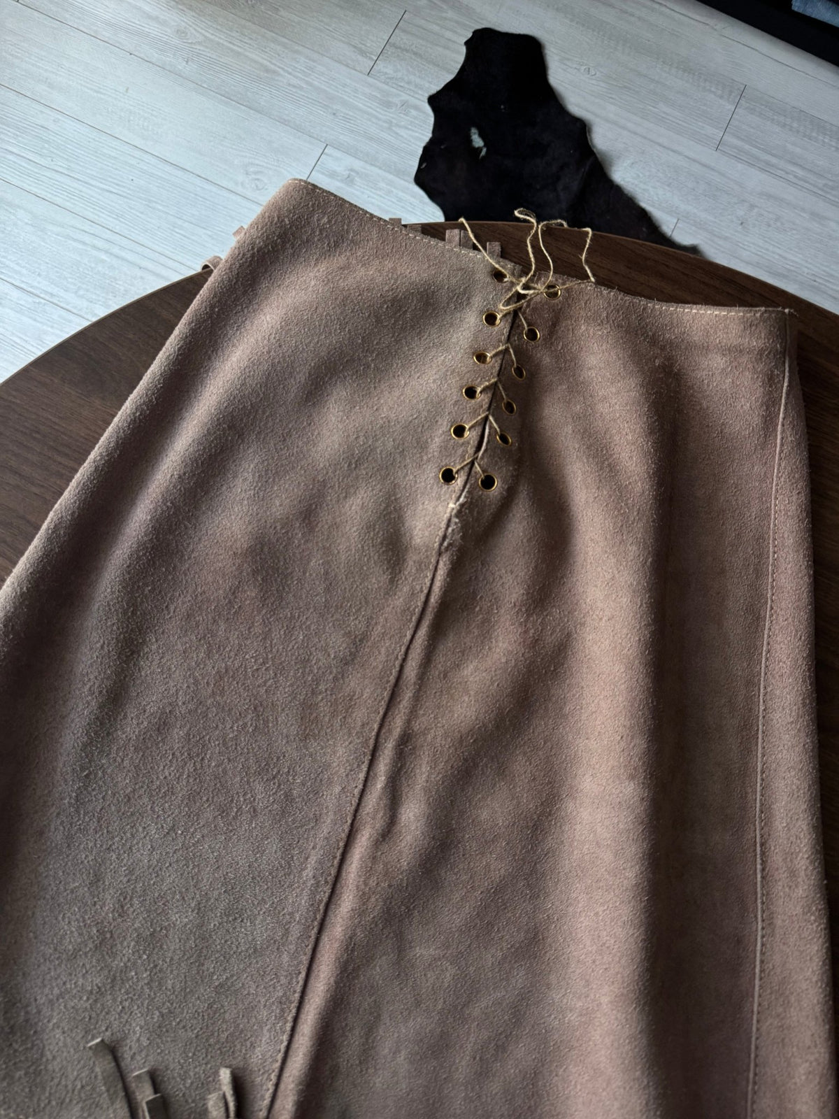 Fustă Piele Întoarsă Vintage Femei | Franjuri | S/M - anbracaminte