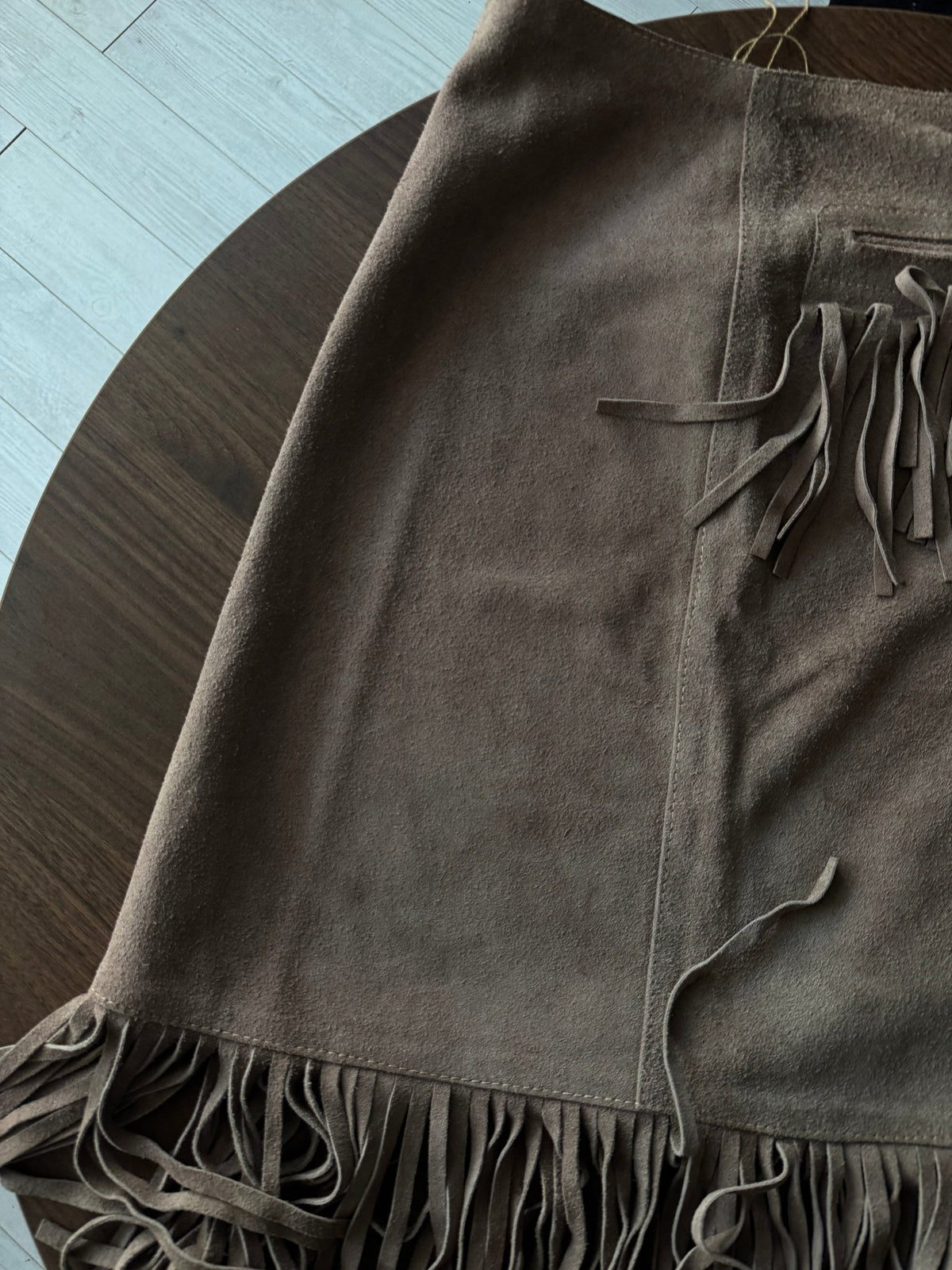 Fustă Piele Întoarsă Vintage Femei | Franjuri | S/M - anbracaminte
